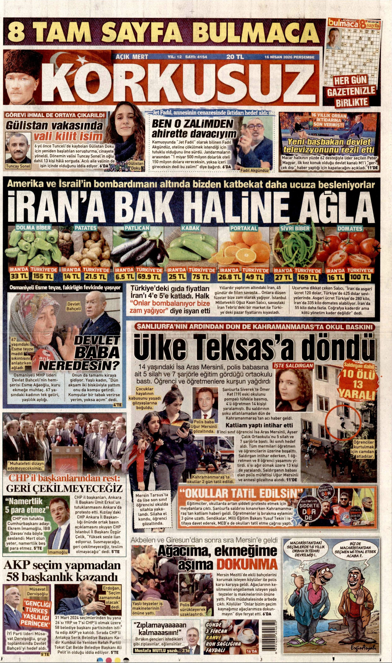Korkusuz Gazetesi Manşeti