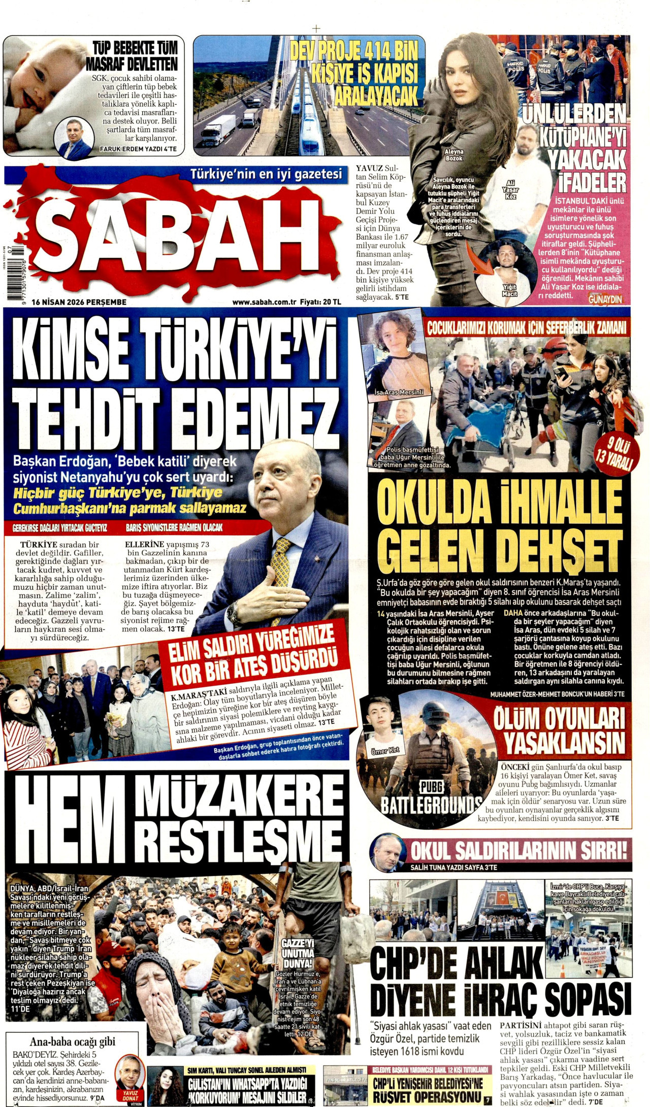 Sabah Gazetesi Manşeti