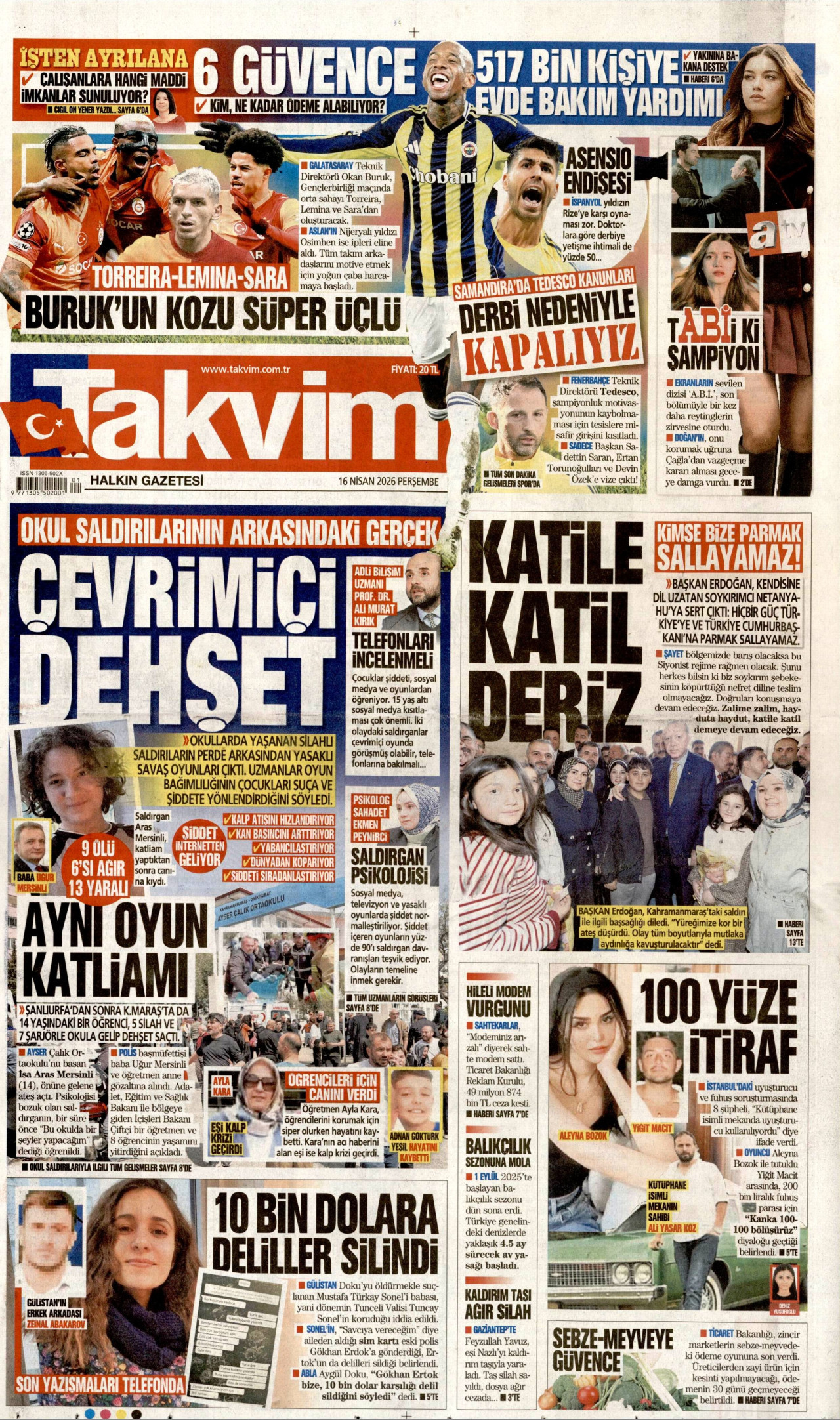 Takvim Gazetesi Manşeti