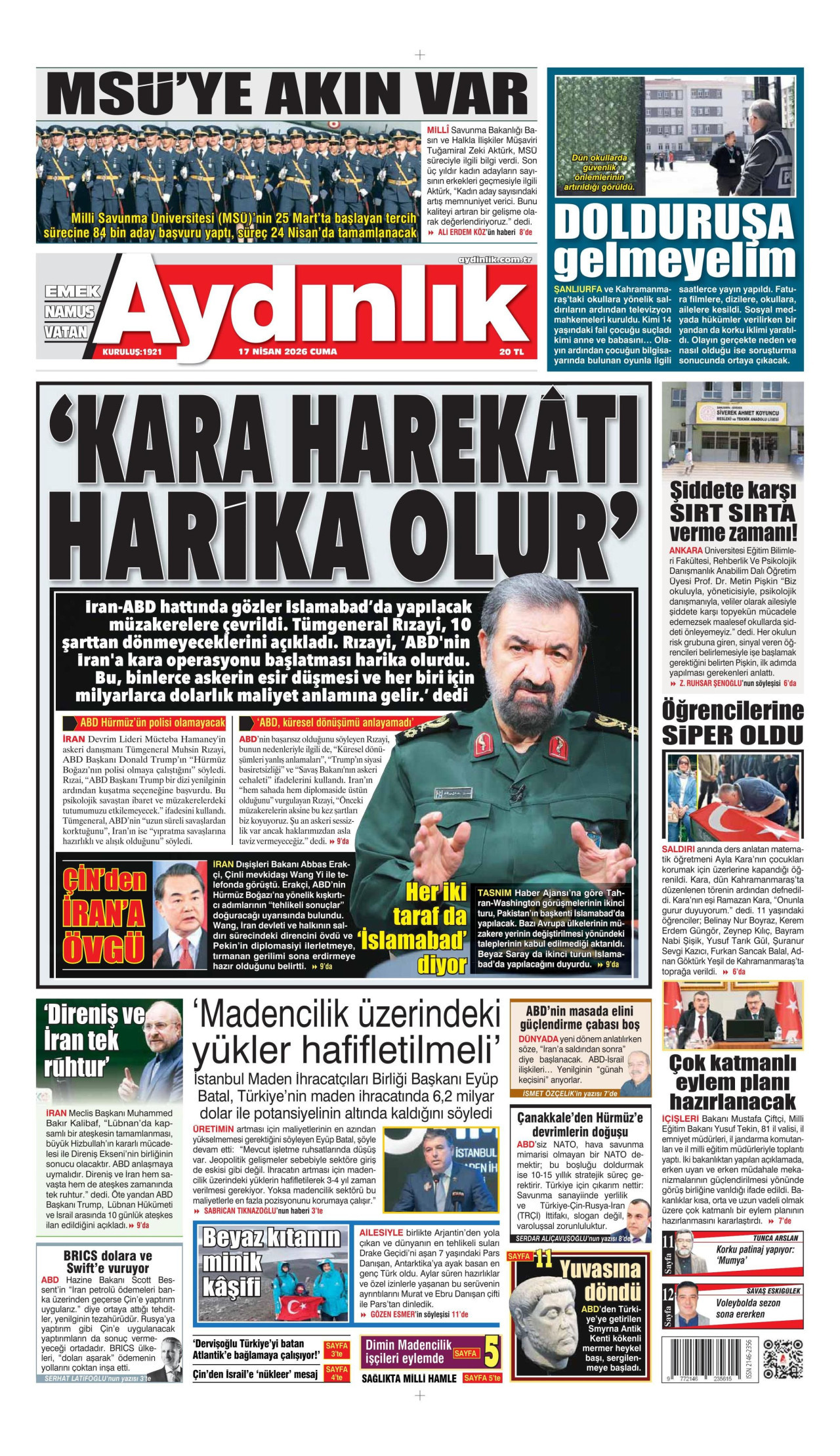 Aydınlık Gazetesi Manşet