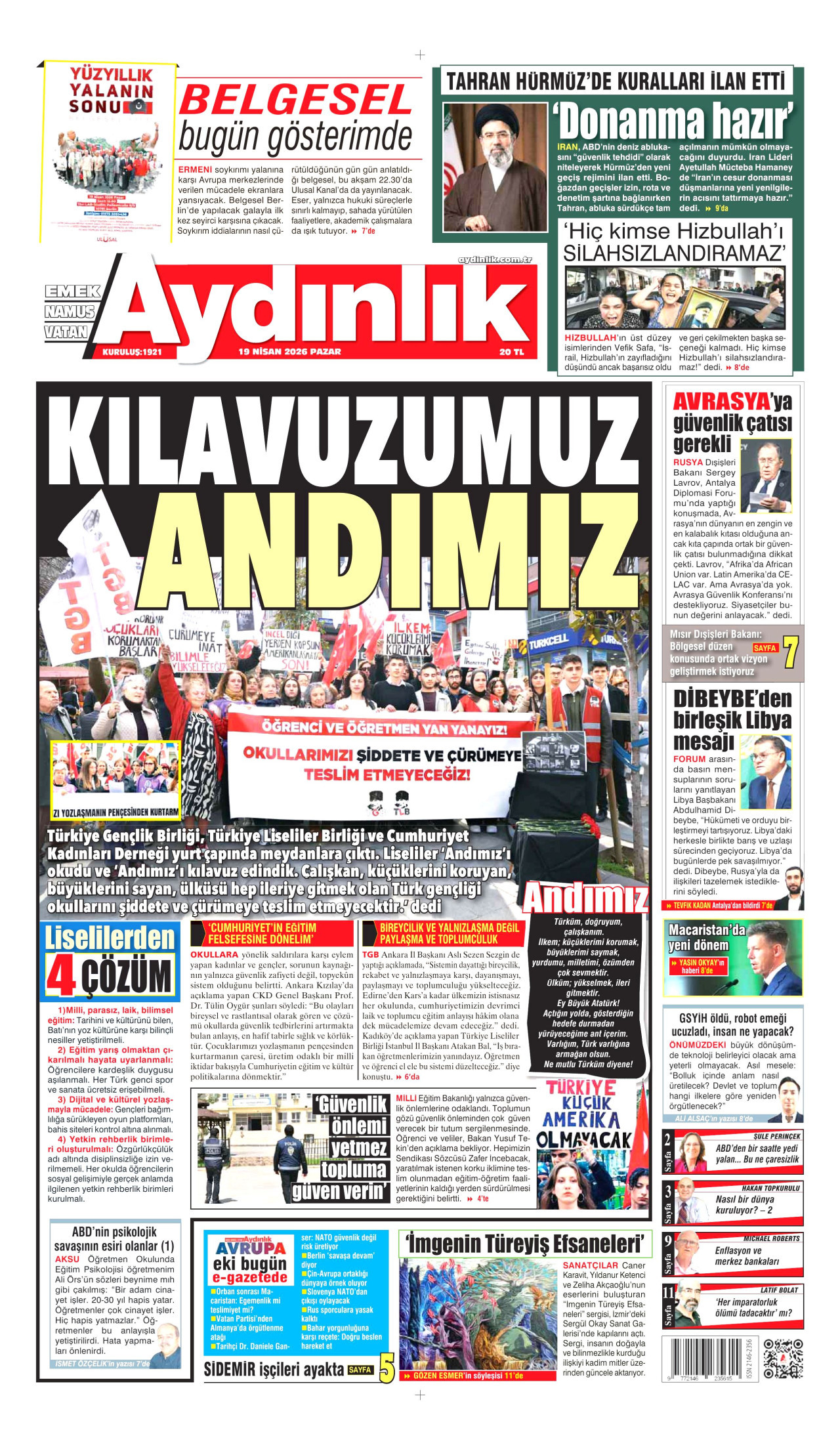 Aydınlık Gazetesi Manşet