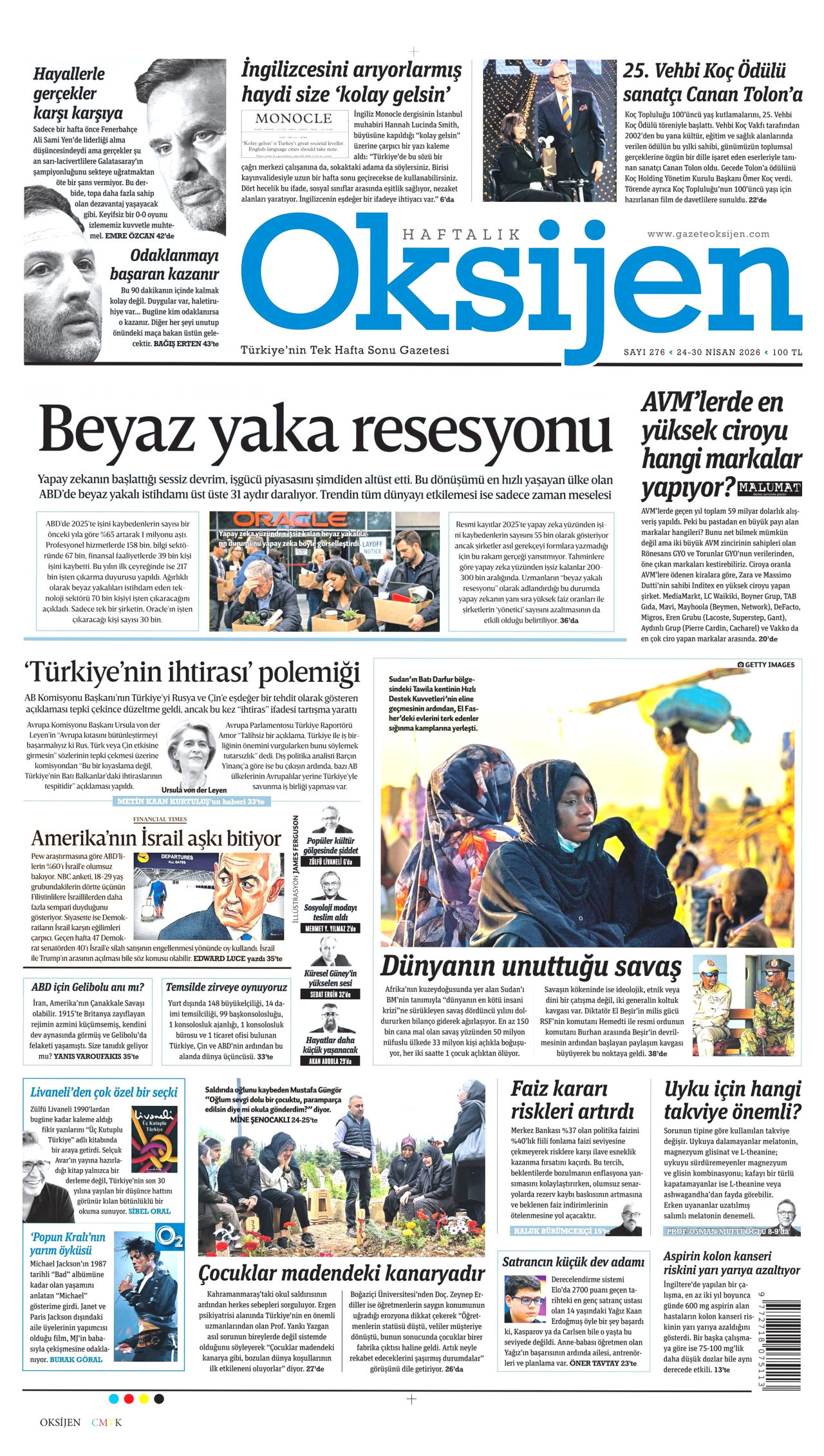 Oksijen Gazetesi Manşeti - 24.04.2026