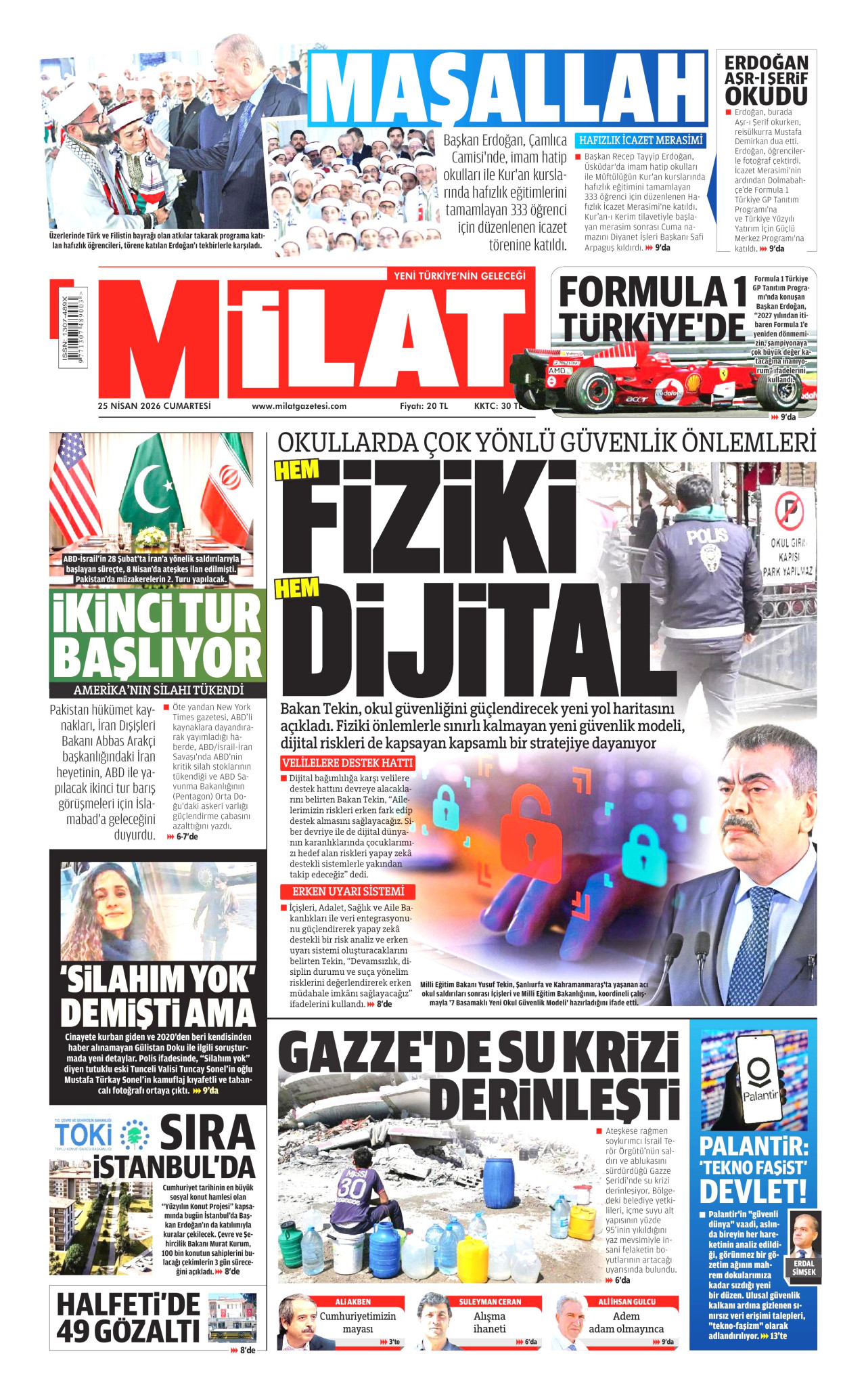 Milat Gazetesi Manşeti - 25.04.2026