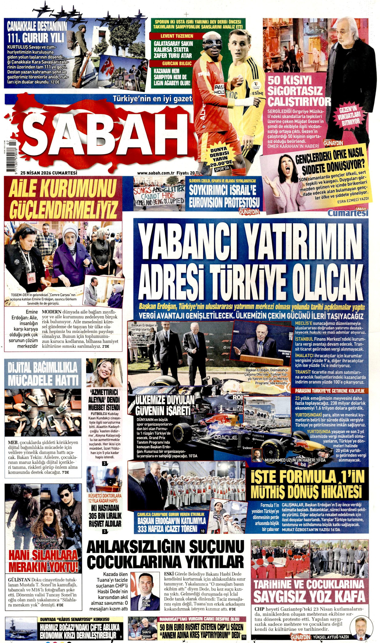 Sabah Gazetesi Manşeti - 25.04.2026