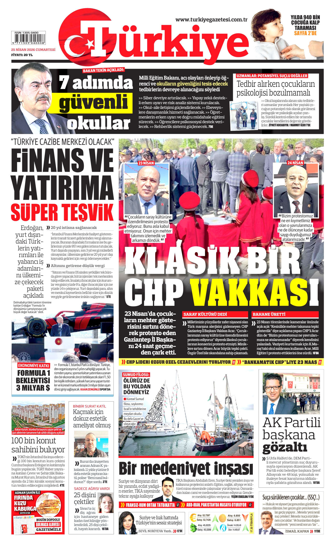 Türkiye Gazetesi Gazetesi Manşeti - 25.04.2026