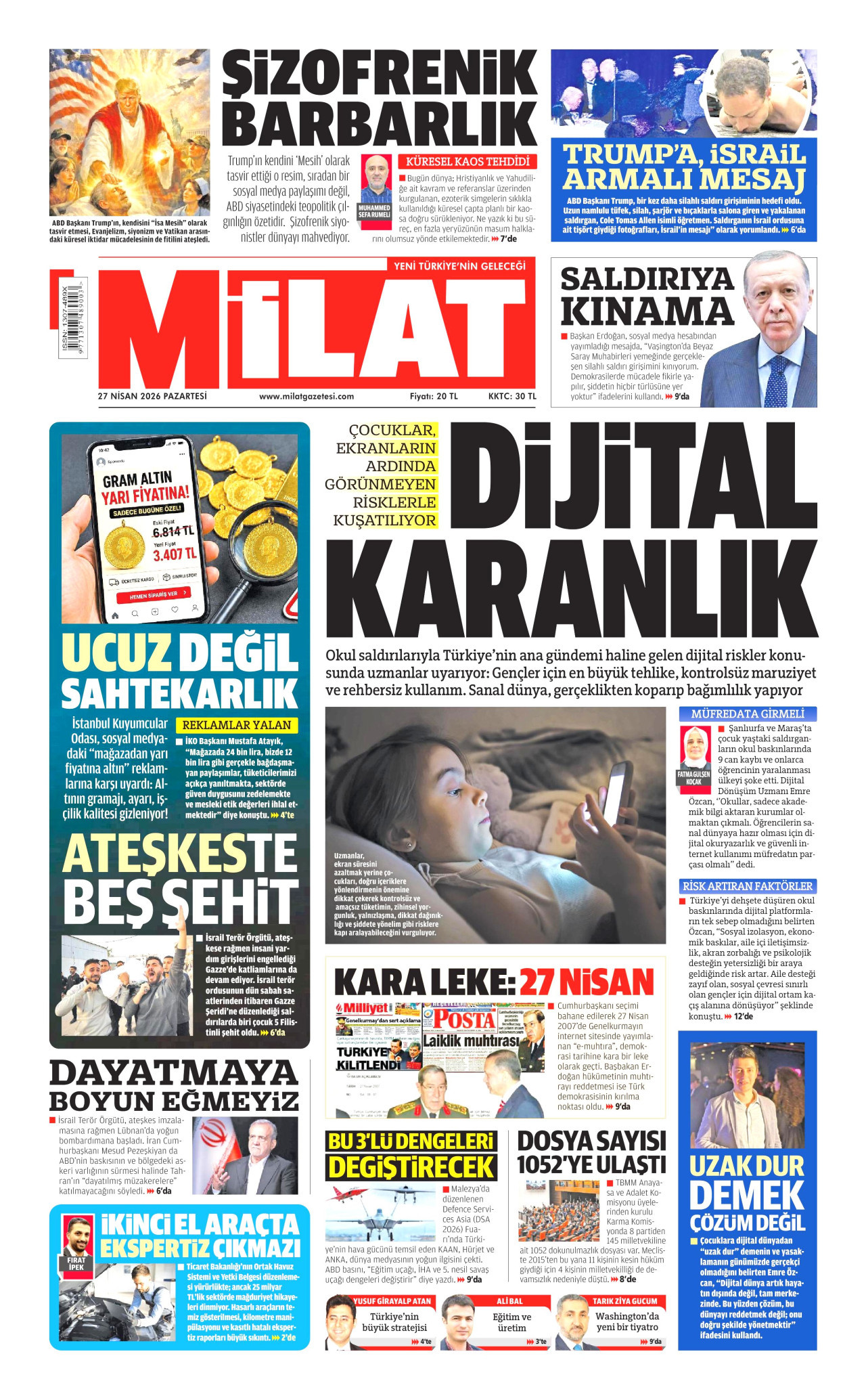 Milat Gazetesi Manşeti - 27.04.2026