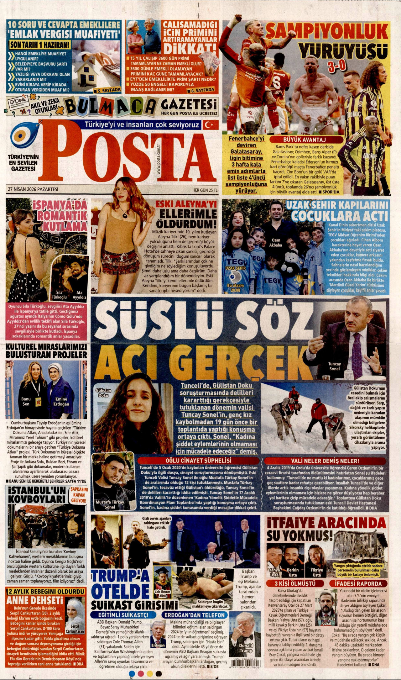 Posta Gazetesi Manşeti - 27.04.2026