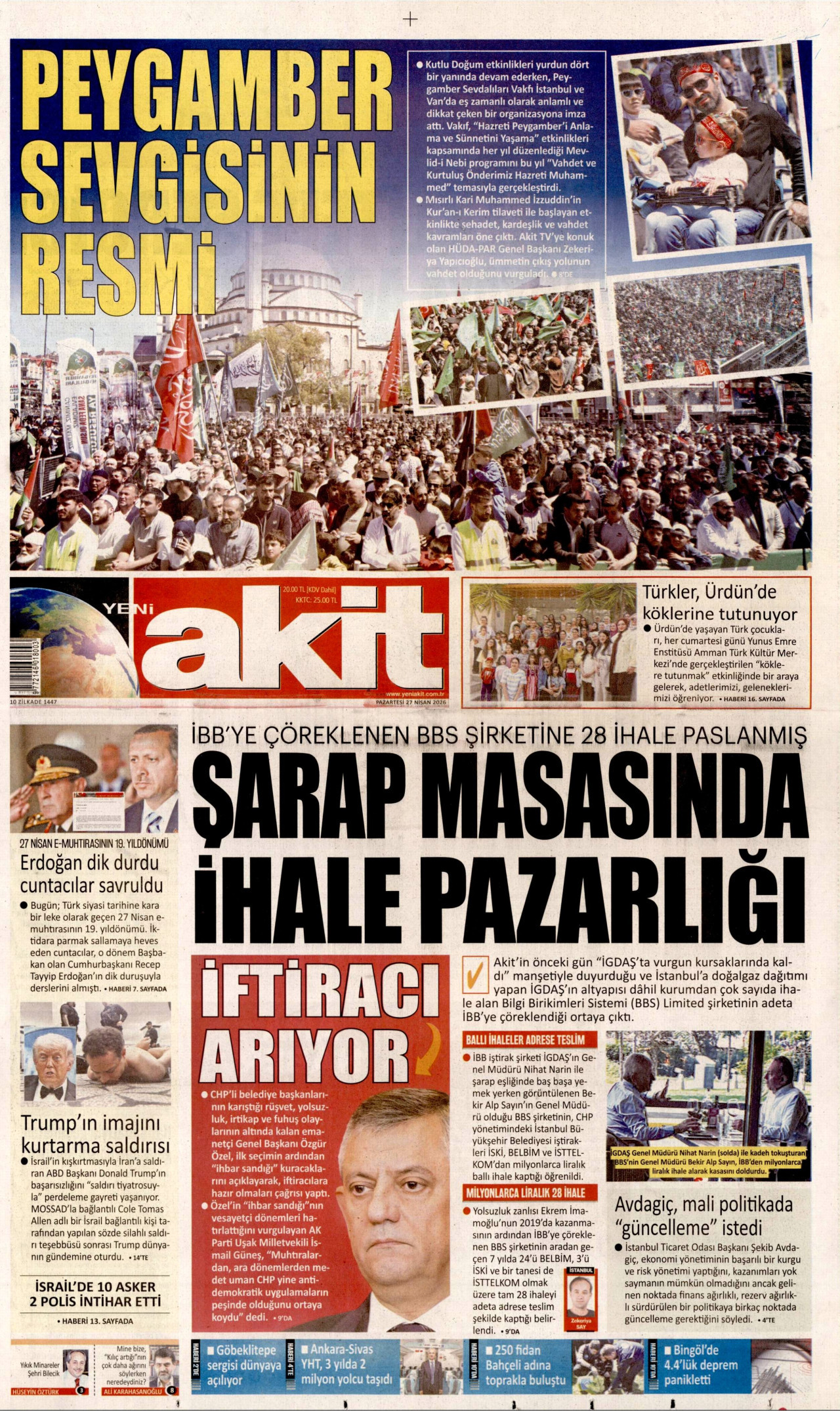 Yeni Akit Gazetesi Manşeti - 27.04.2026
