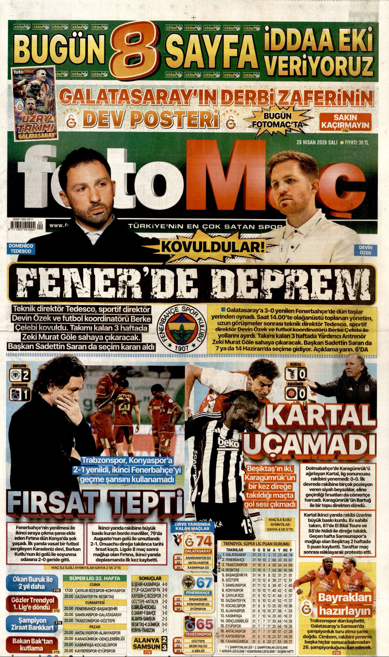 Fotomaç Gazetesi Manşeti - 28.04.2026
