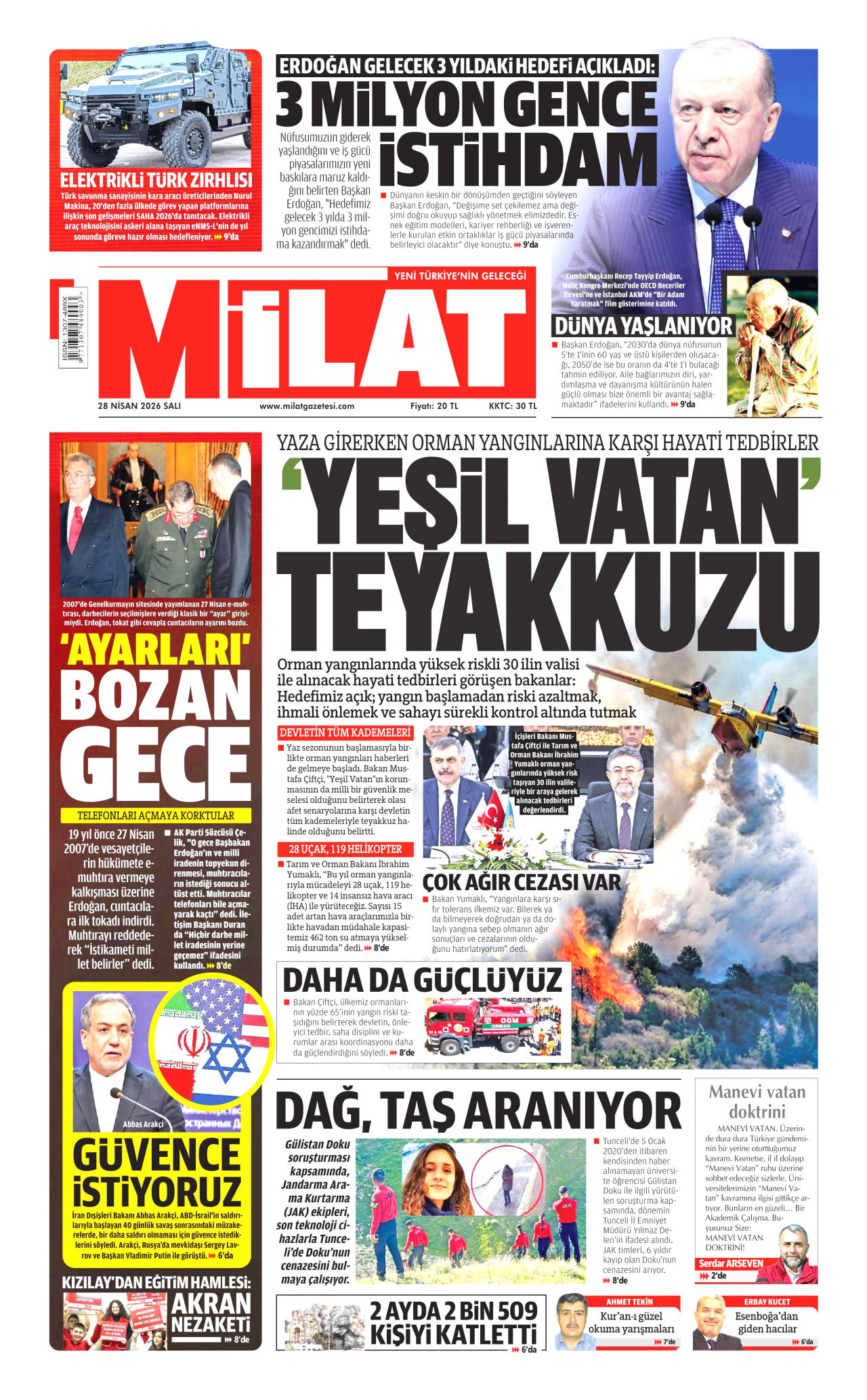 Milat Gazetesi Manşeti - 28.04.2026