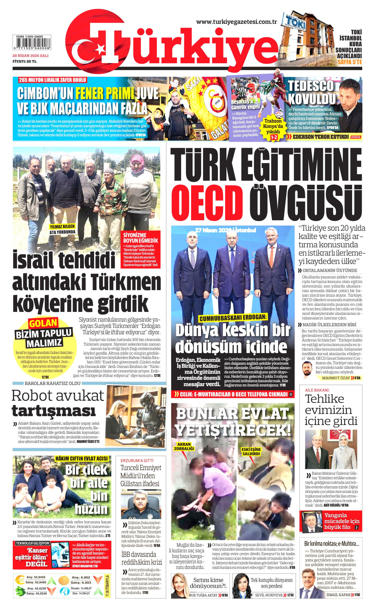 Türkiye Gazetesi Gazetesi Manşeti - 28.04.2026