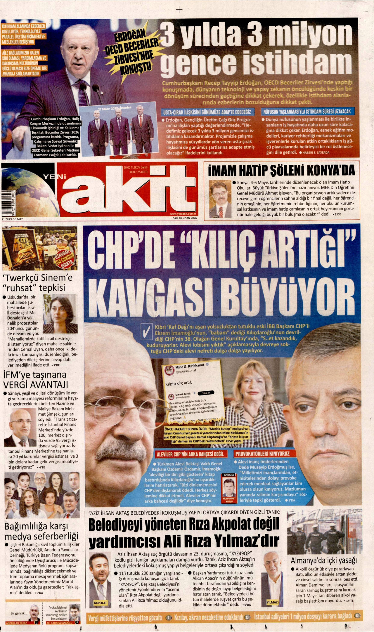 Yeni Akit Gazetesi Manşeti - 28.04.2026