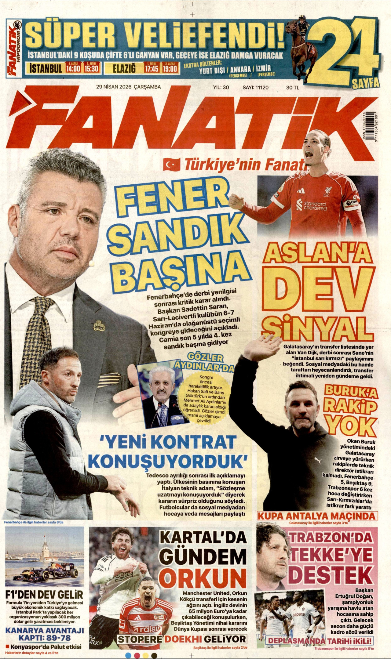 Fanatik Gazetesi Manşeti - 29.04.2026