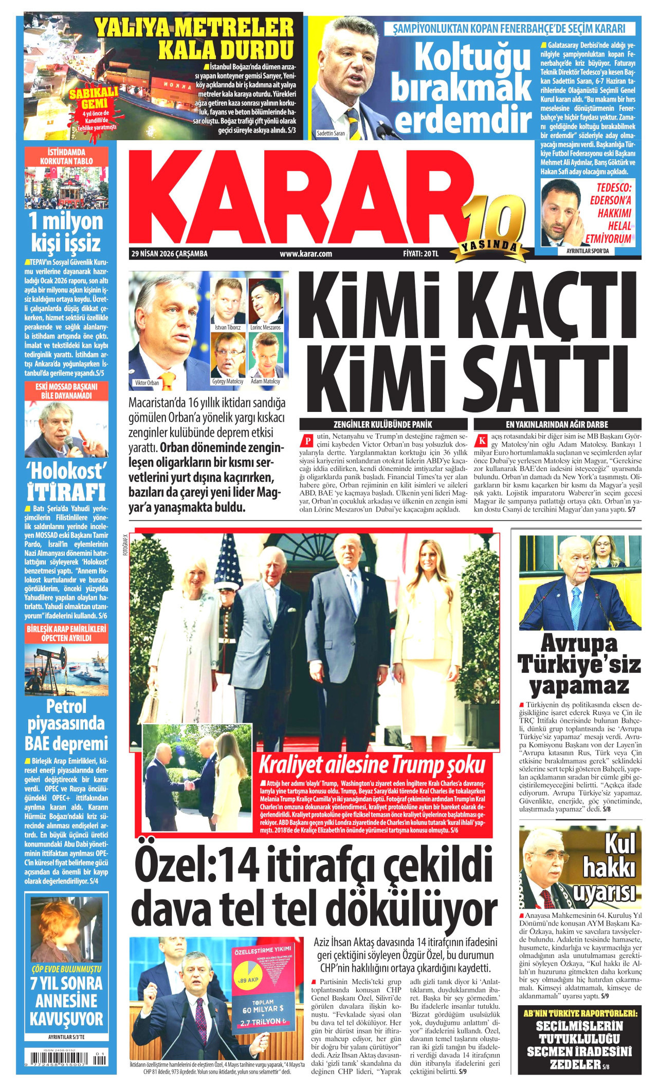 Karar Gazetesi Manşeti - 29.04.2026