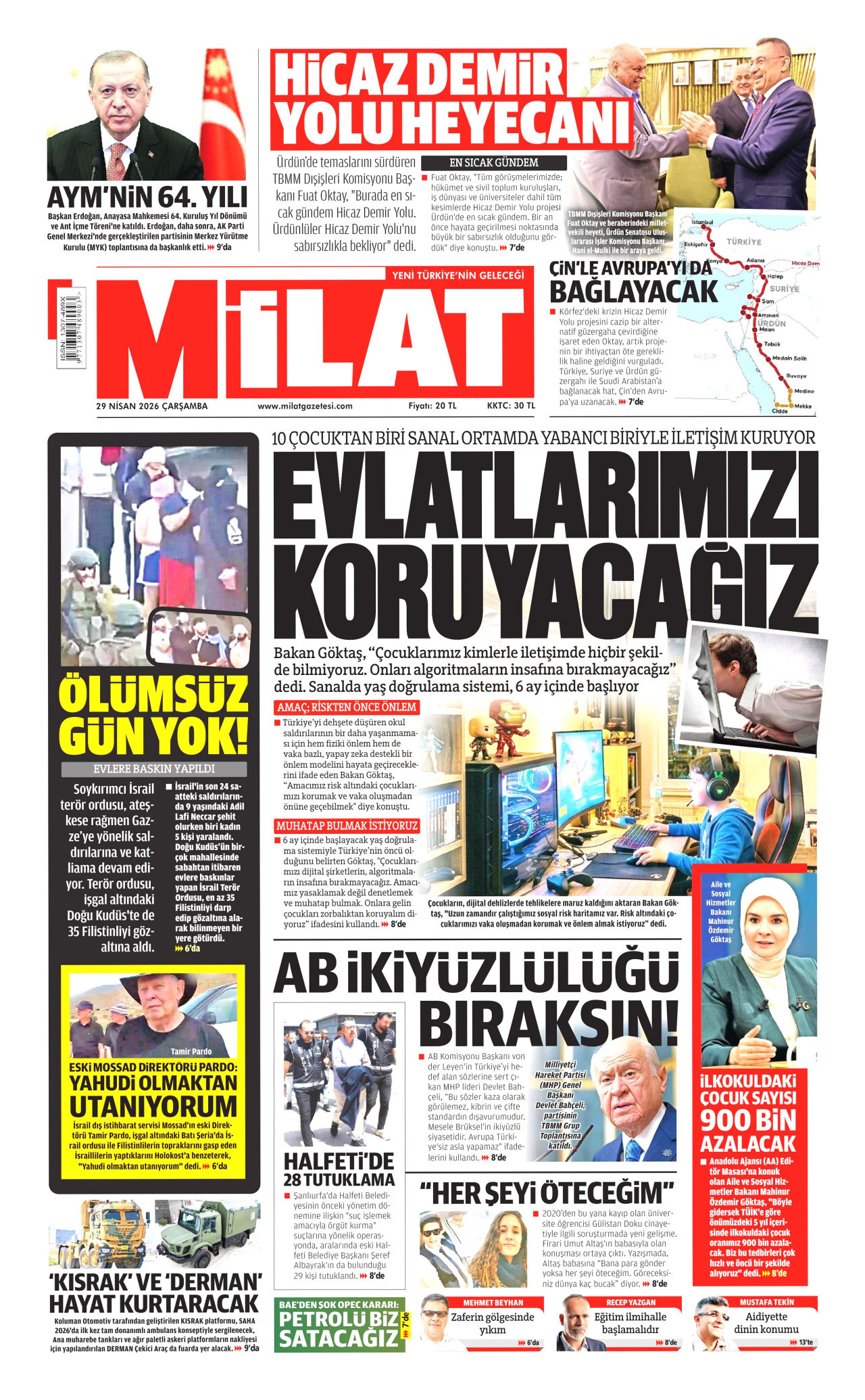 Milat Gazetesi Manşeti - 29.04.2026