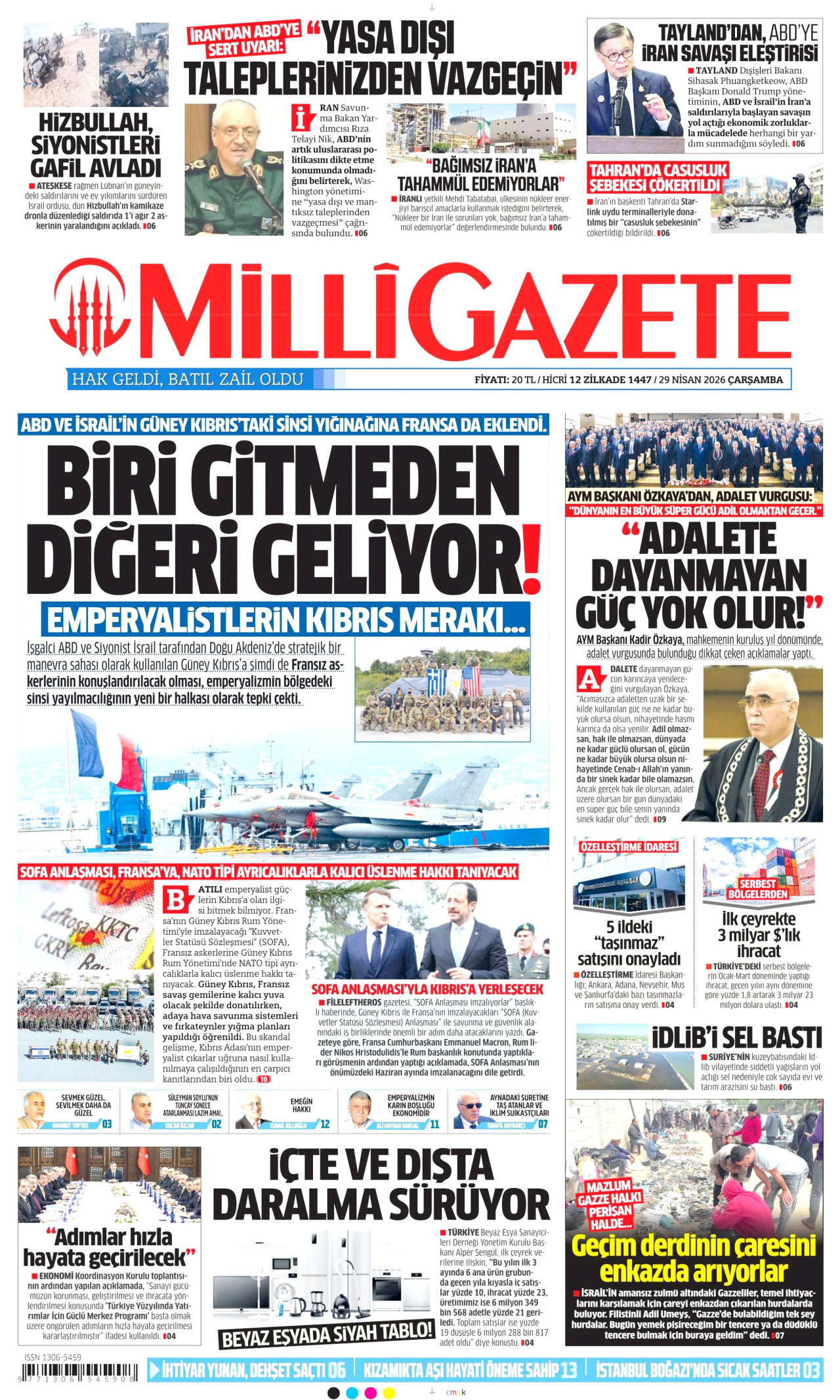 Milli Gazete Gazetesi Manşeti - 29.04.2026