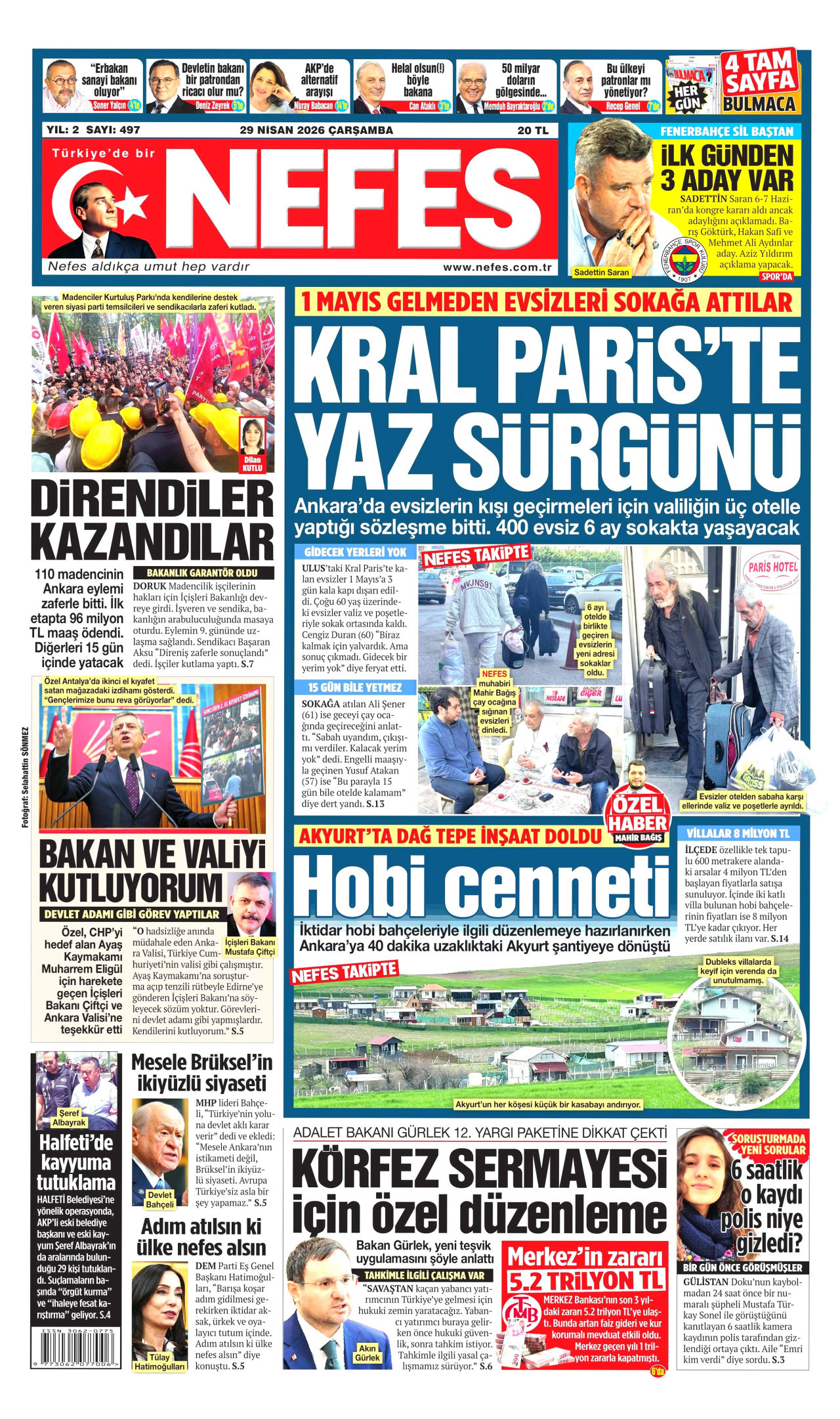 Nefes Gazetesi Manşeti - 29.04.2026