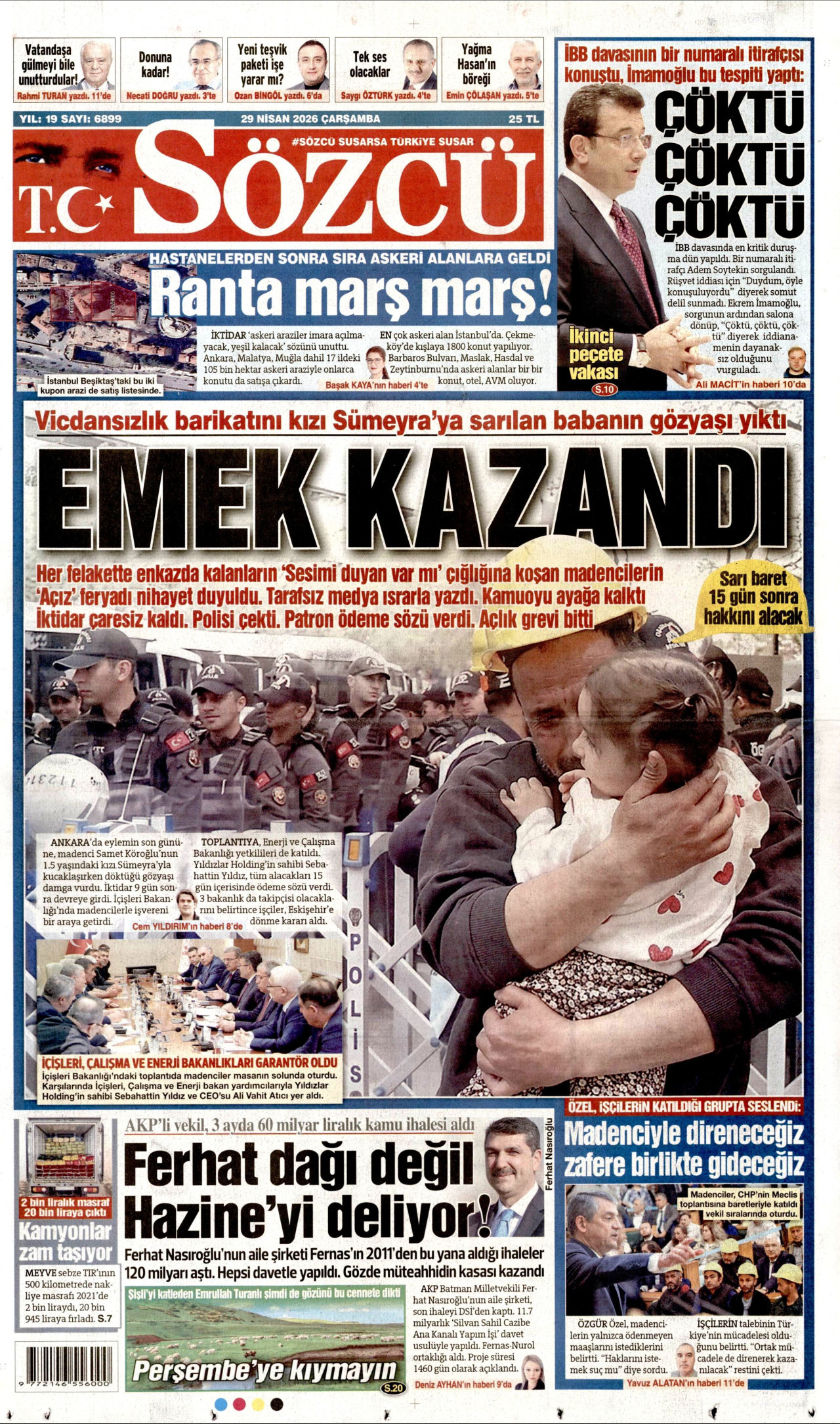 Sözcü Gazetesi Manşeti - 29.04.2026