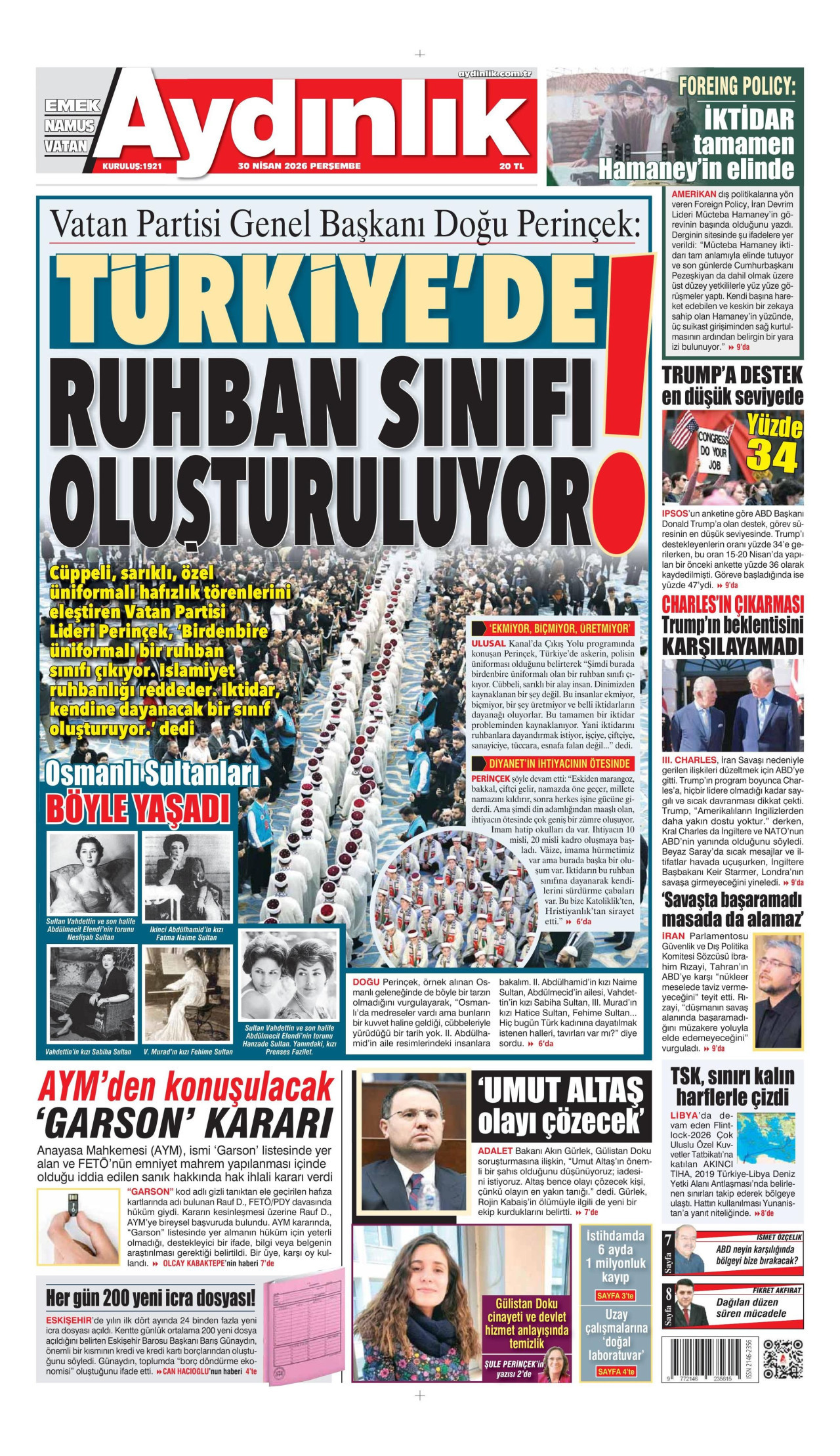 Aydınlık Gazetesi Manşet