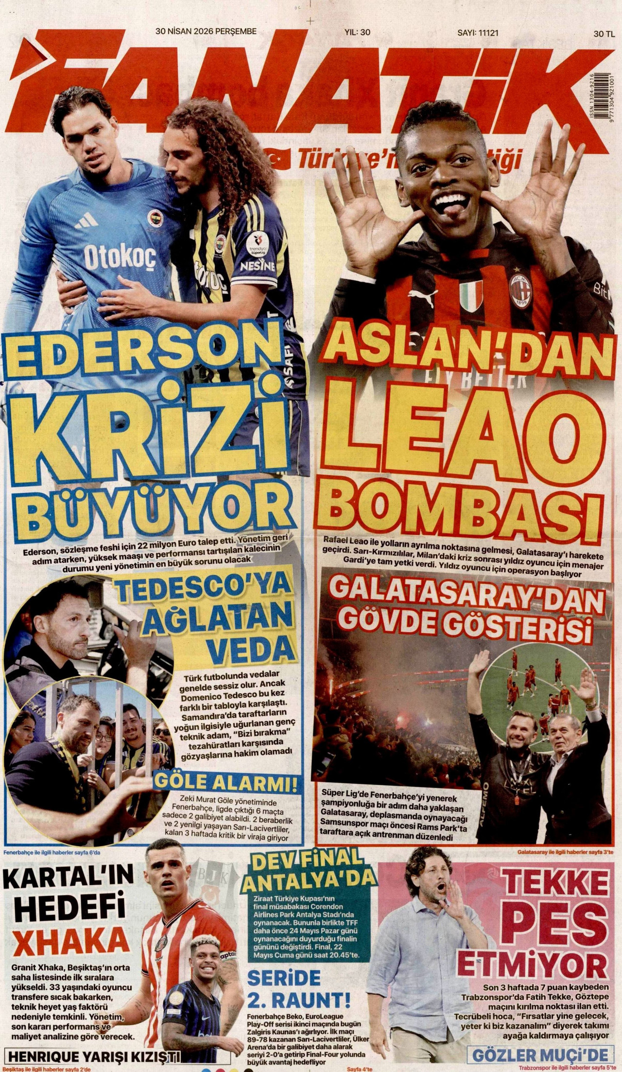 Fanatik Gazetesi Manşeti - 30.04.2026
