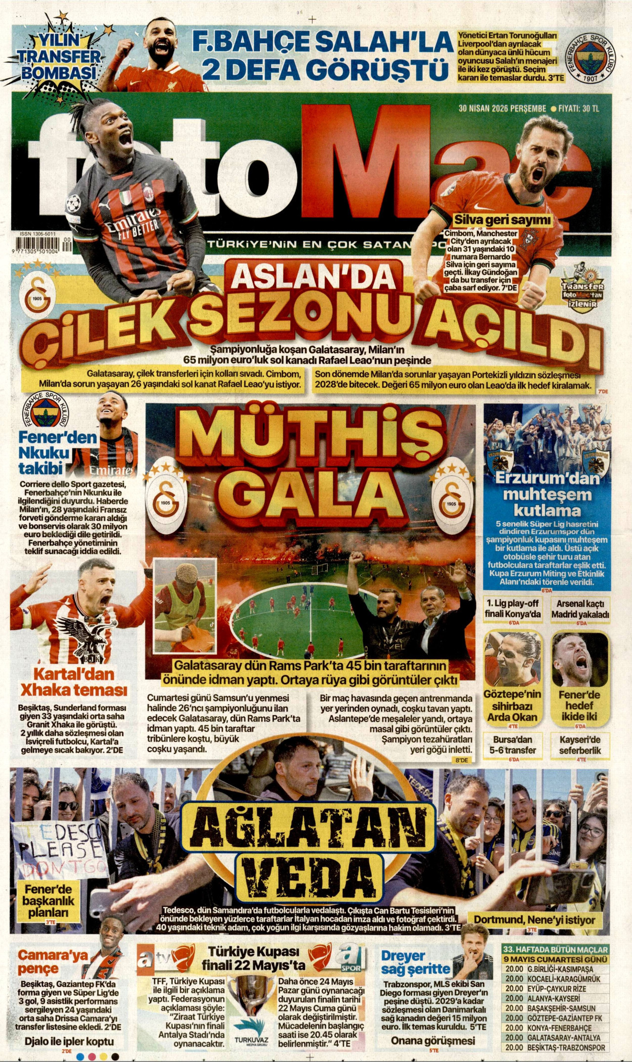 Fotomaç Gazetesi Manşeti - 30.04.2026