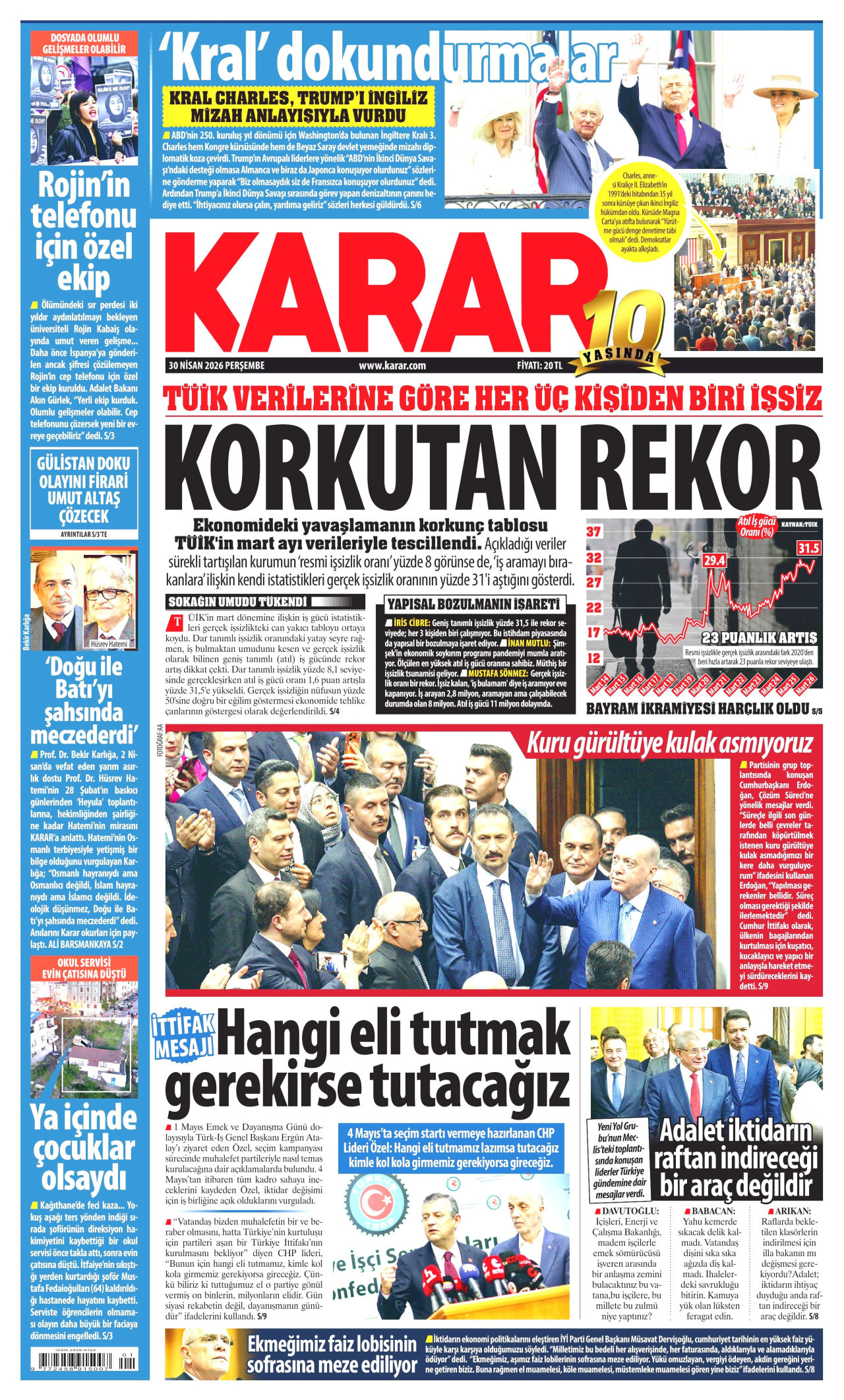 Karar Gazetesi Manşeti - 30.04.2026