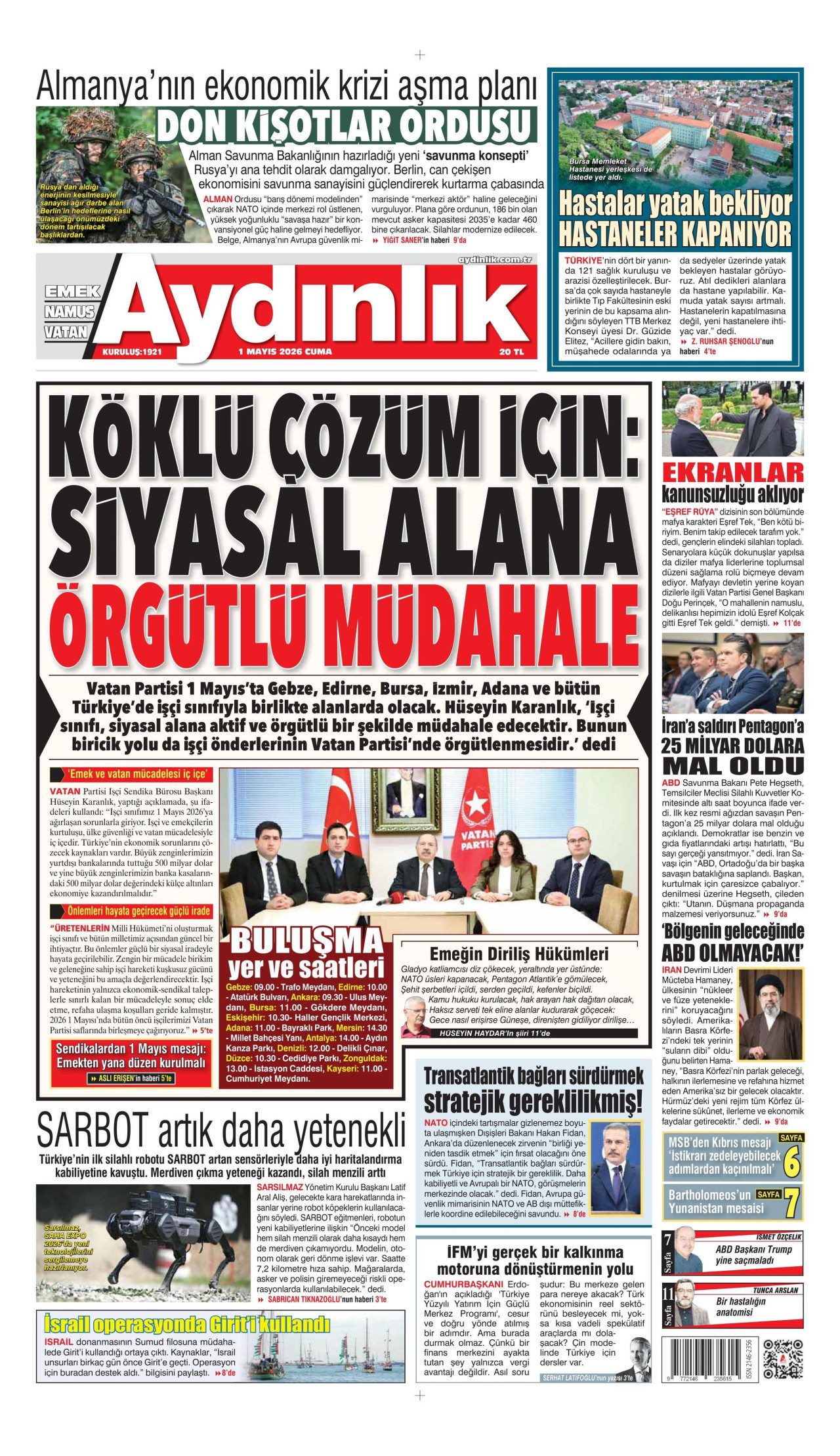 Aydınlık Gazetesi Manşet
