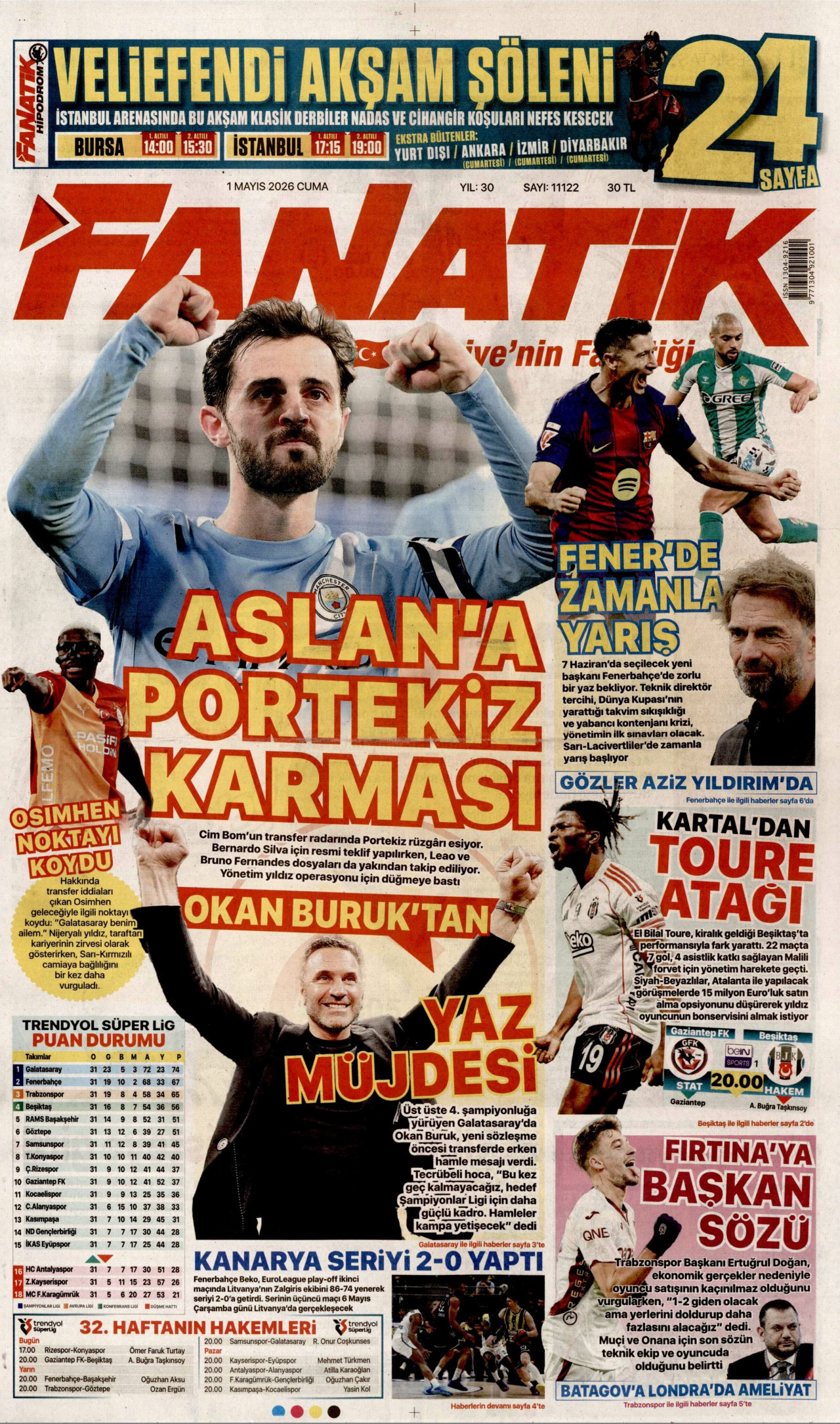 Fanatik Gazetesi Manşeti - 01.05.2026