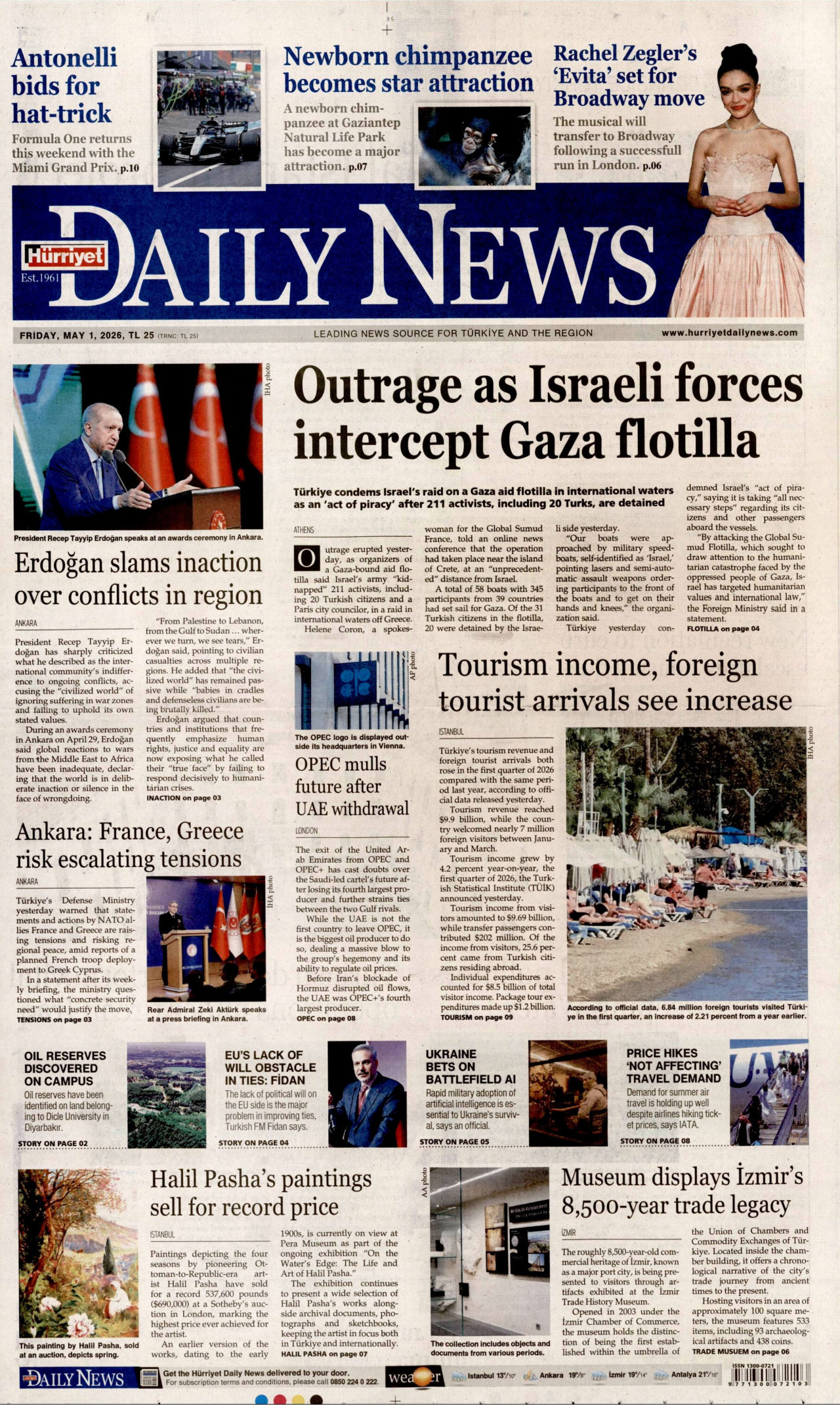 Hürriyet Daily News Gazetesi Manşeti - 01.05.2026