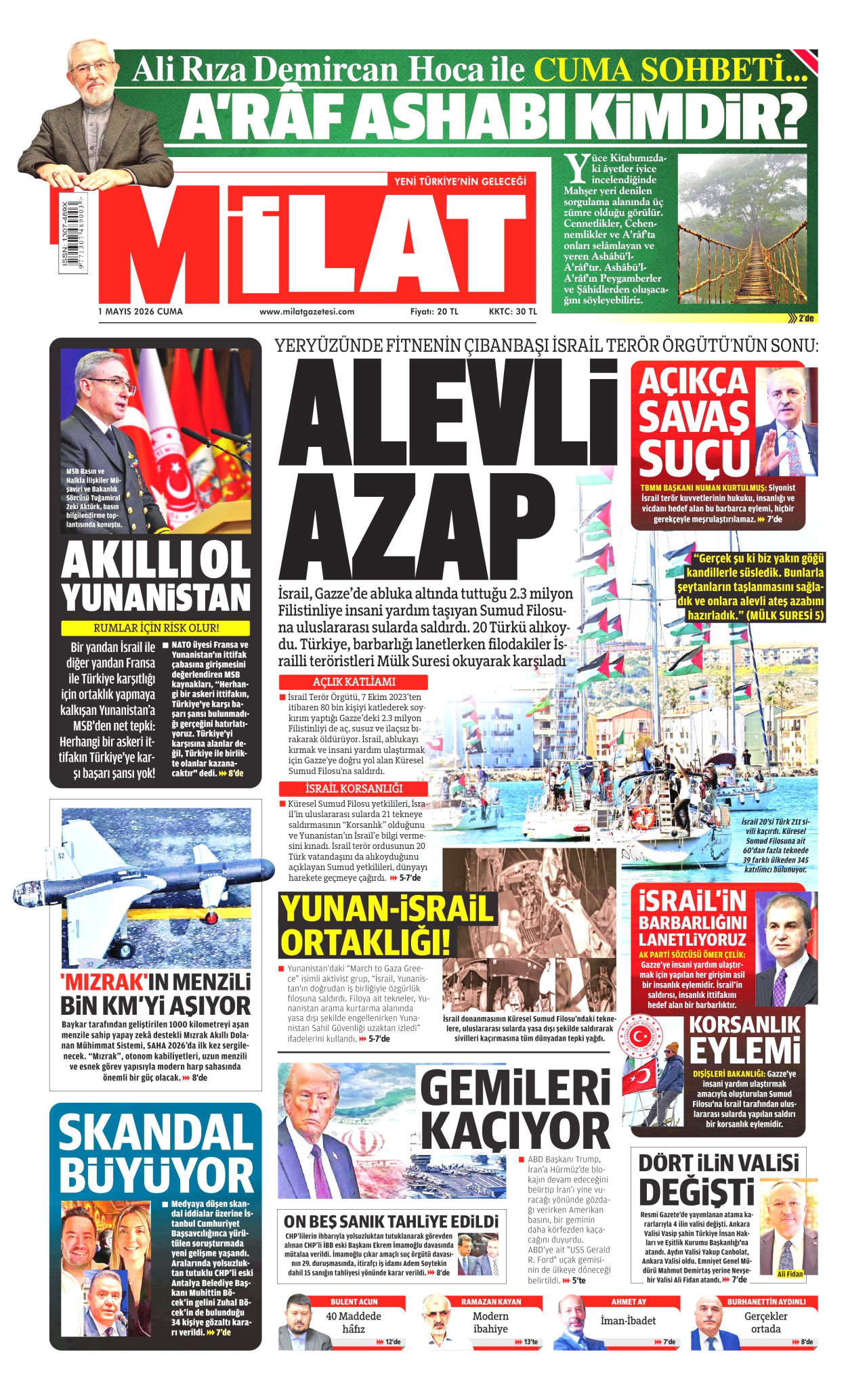 Milat Gazetesi Manşeti - 01.05.2026