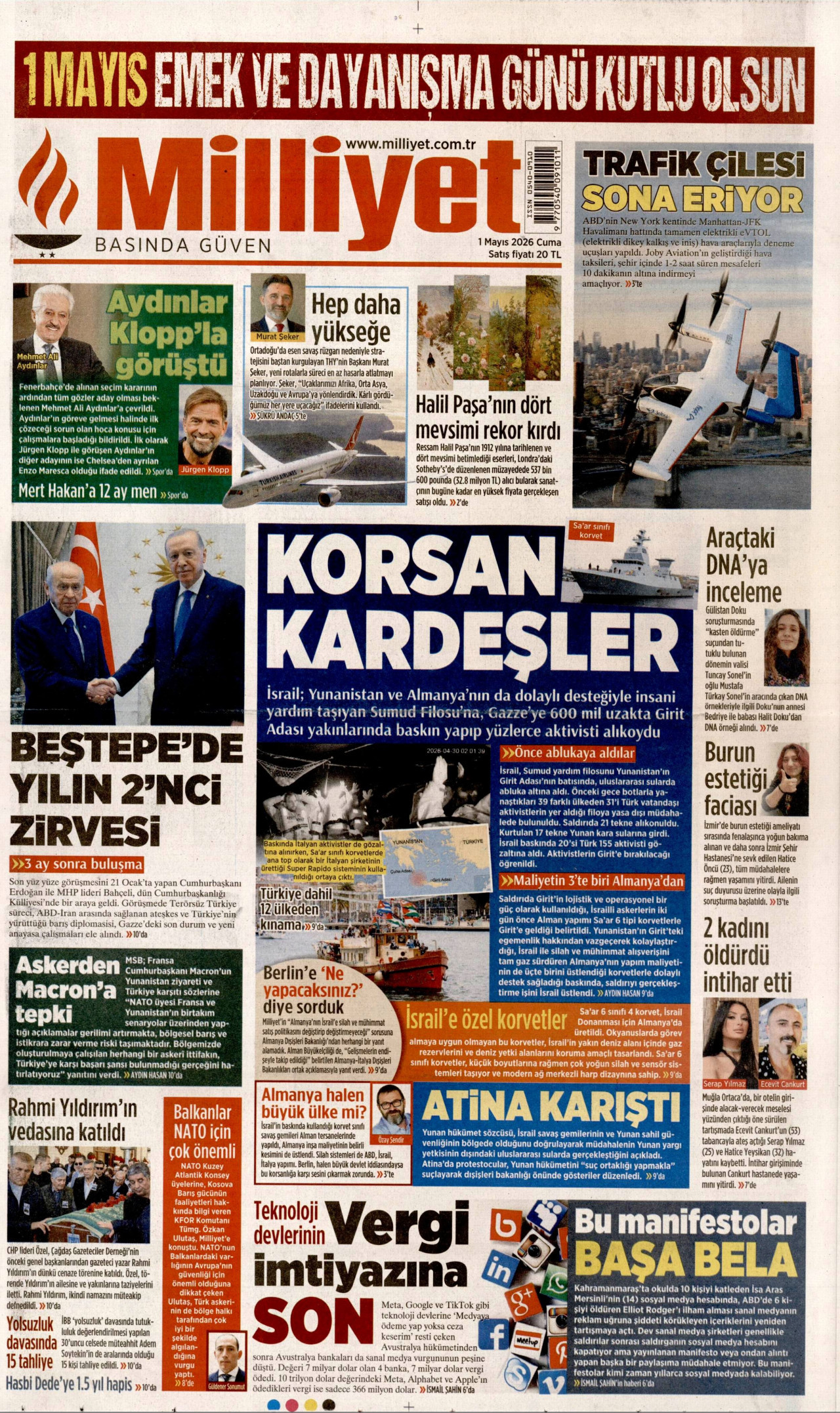 Milliyet Gazetesi Manşeti - 01.05.2026