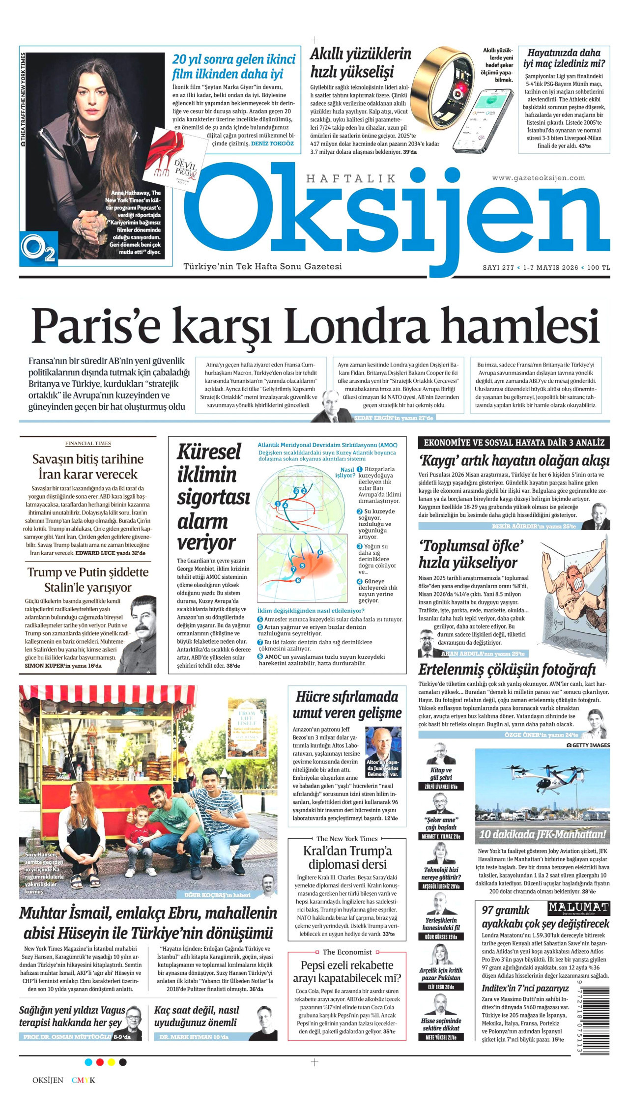 Oksijen Gazetesi Manşeti - 1 Mayıs 2026 Birinci Sayfa