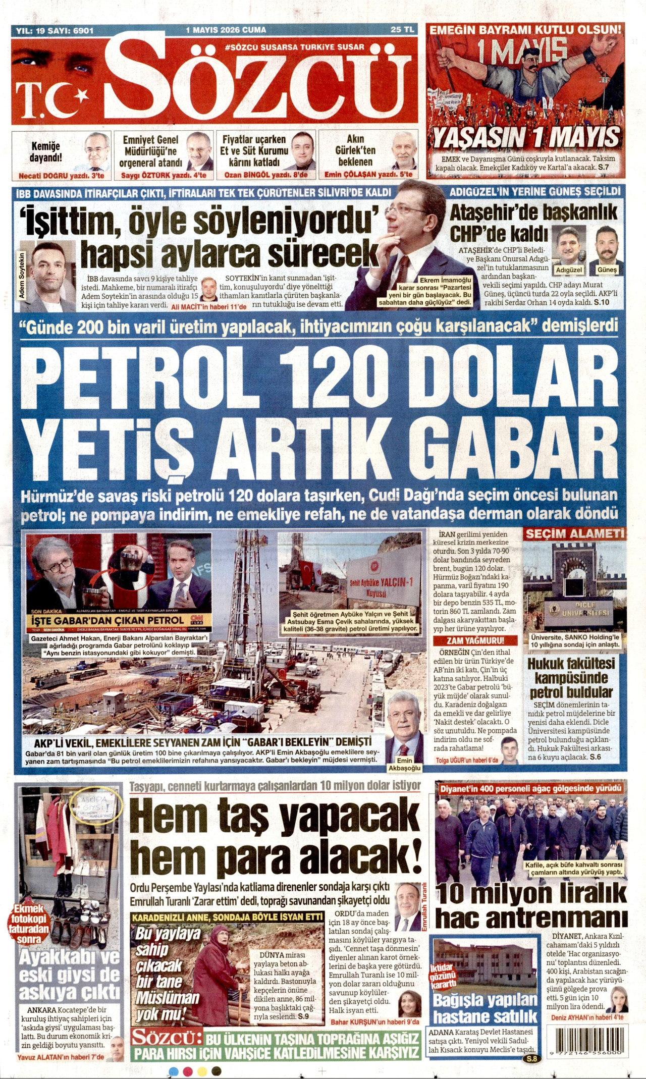 Sözcü Gazetesi Manşeti - 01.05.2026