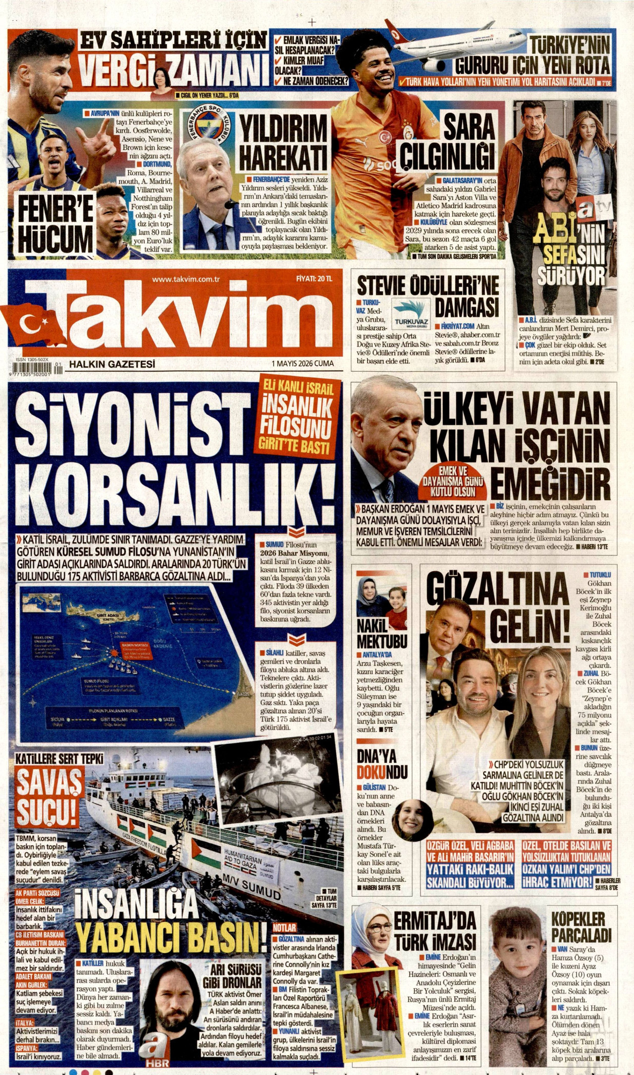 Takvim Gazetesi Manşeti - 01.05.2026