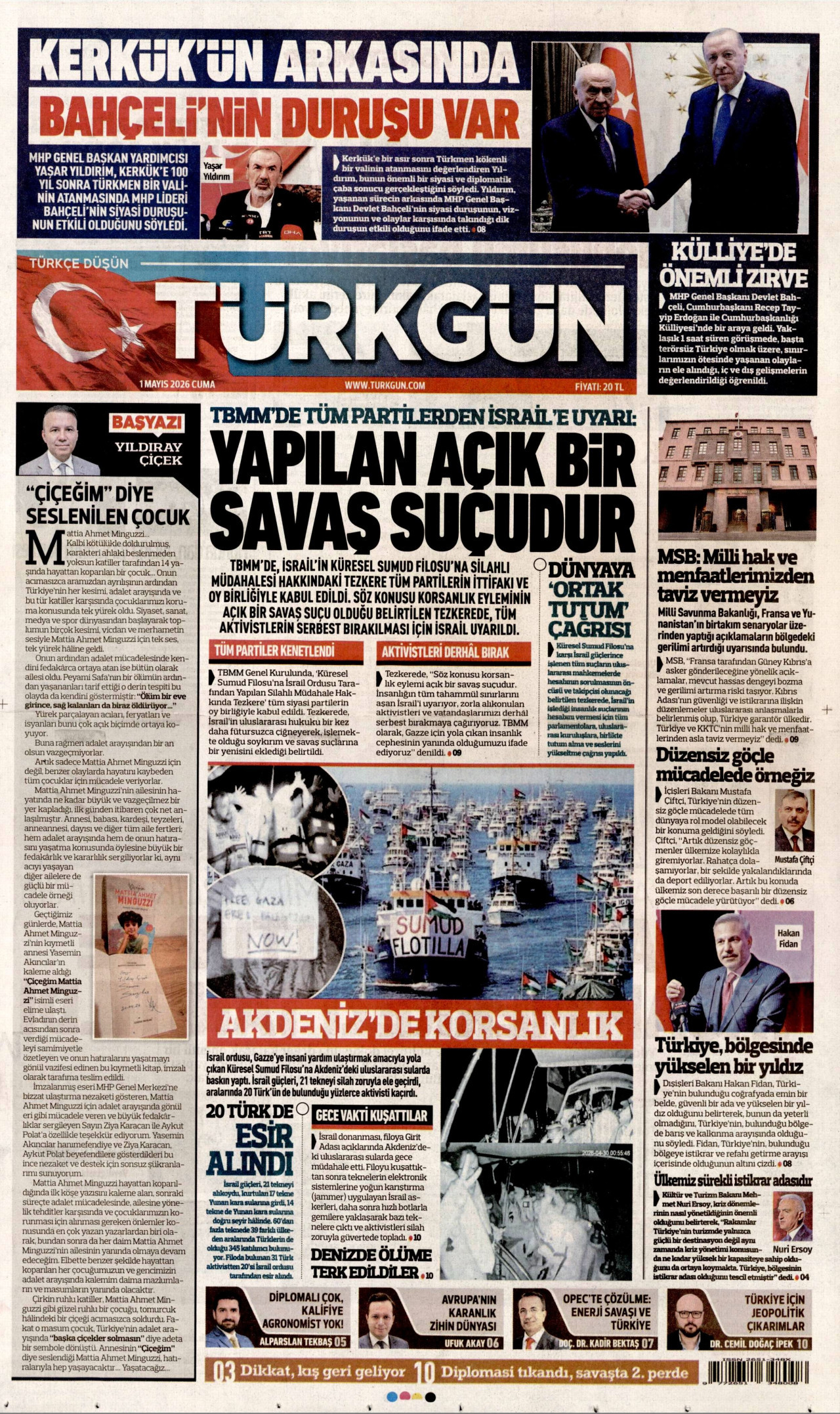 Türkgün Gazetesi Manşeti - 01.05.2026