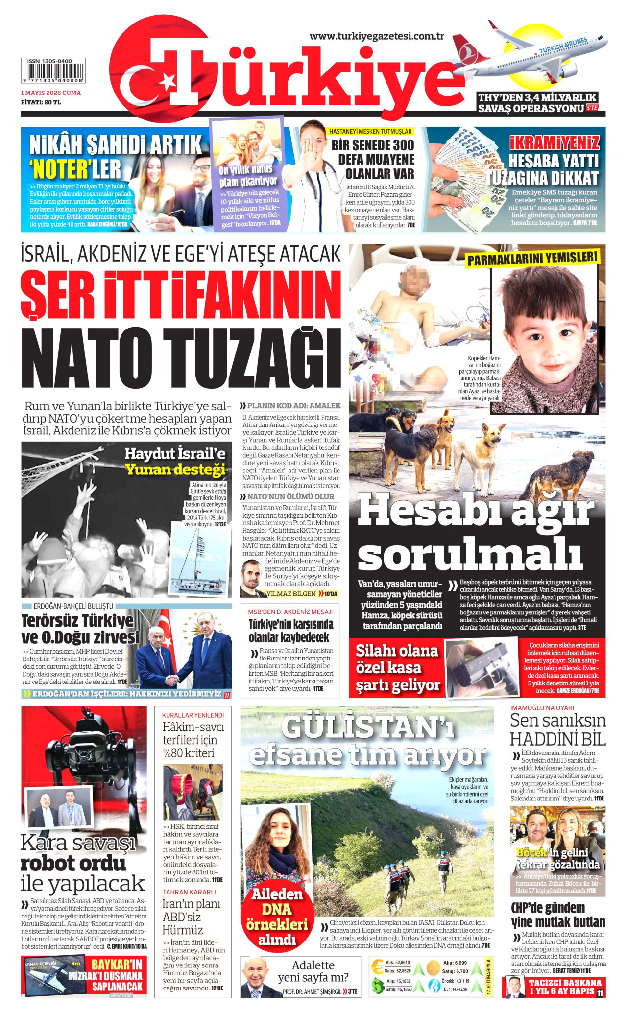 Türkiye Gazetesi Gazetesi Manşeti - 01.05.2026