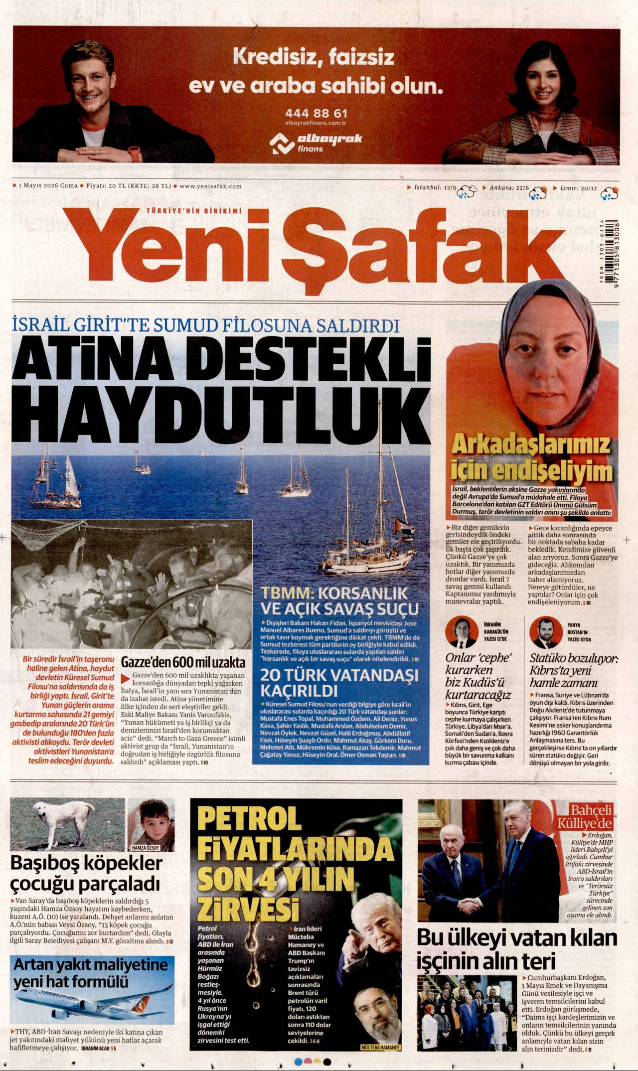 Yeni Şafak Gazetesi Manşeti - 01.05.2026