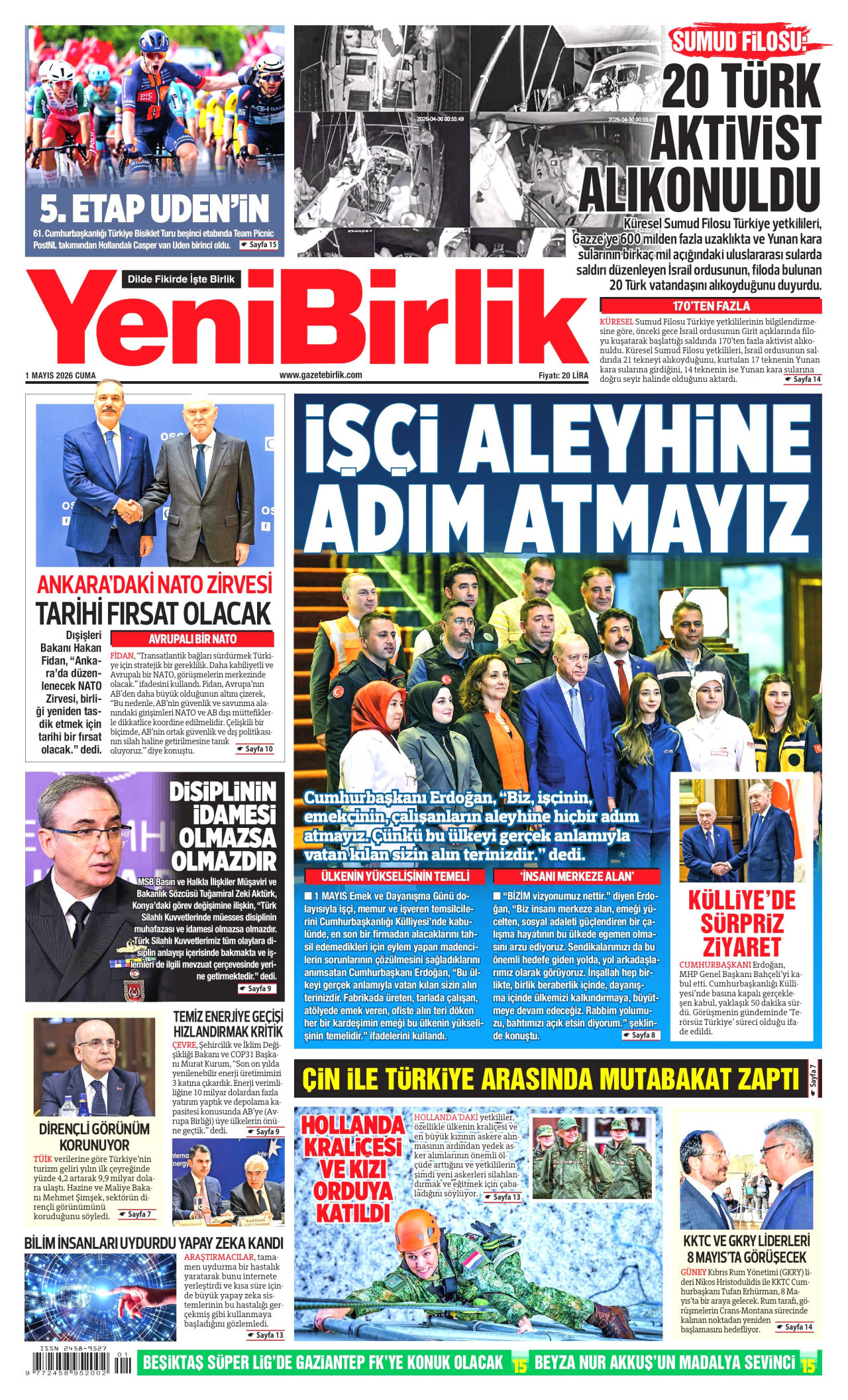 YeniBirlik Gazetesi Manşeti - 11 Mayıs 2026 Birinci Sayfa