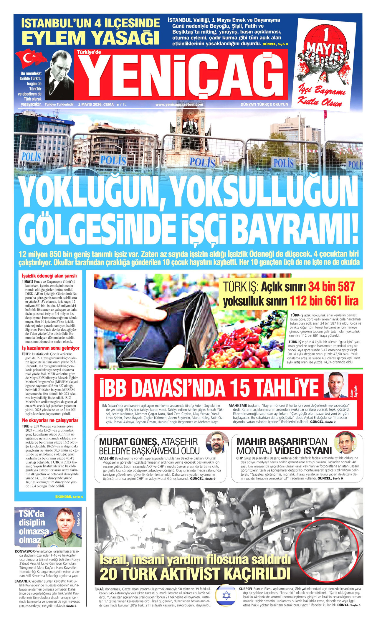 Yeniçağ Gazetesi Manşeti - 01.05.2026