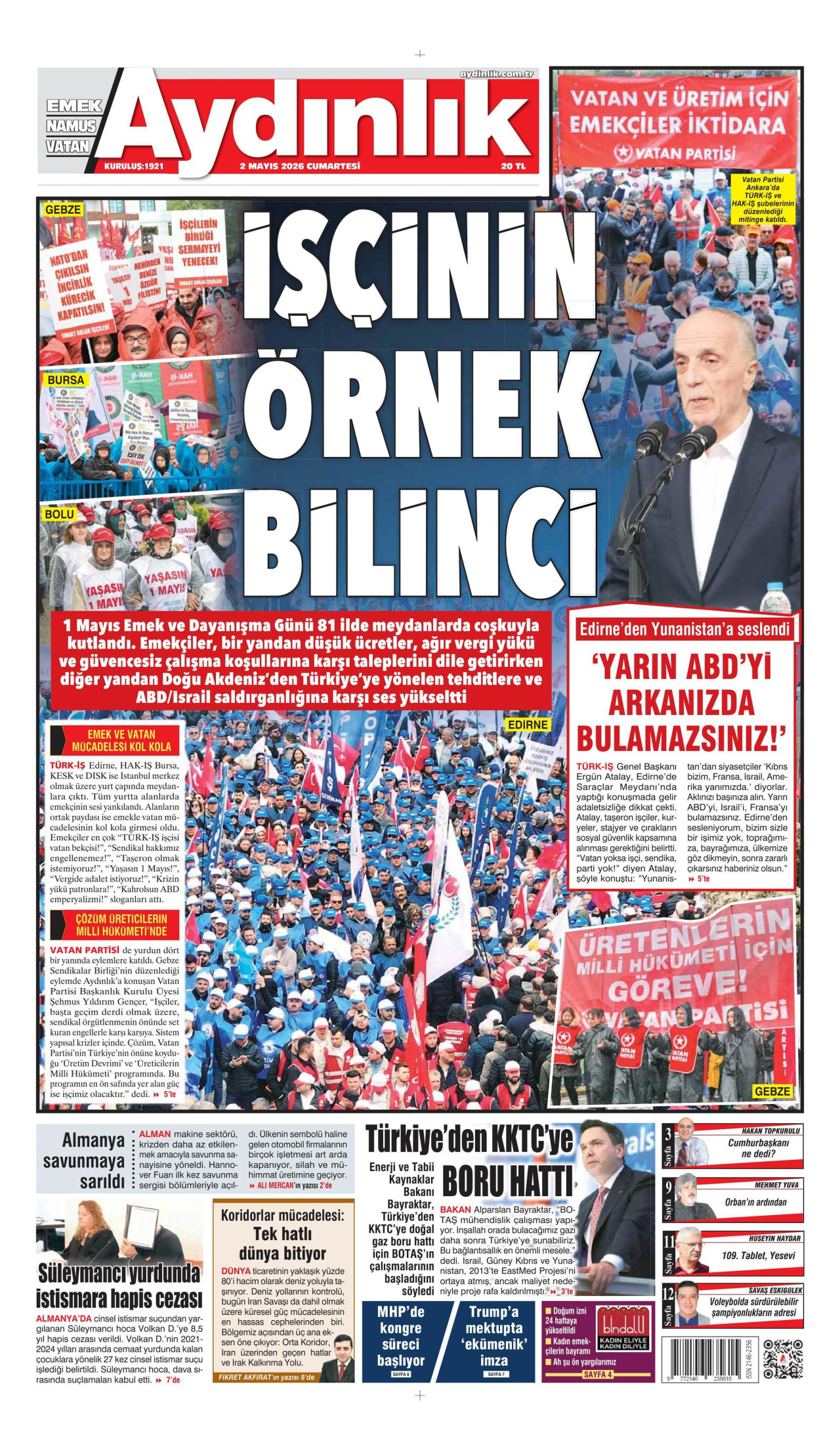 Aydınlık Gazetesi Manşet