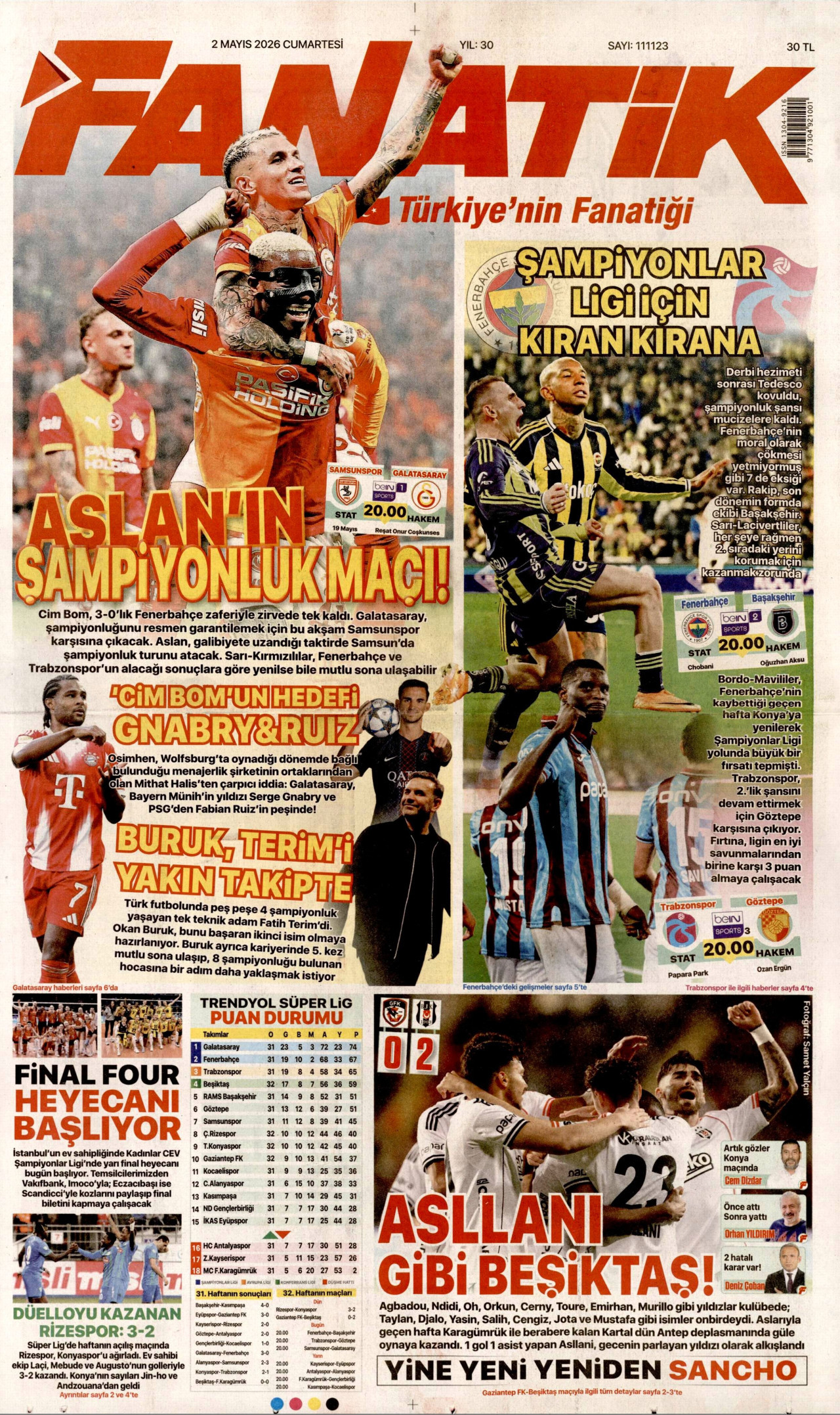 Fanatik Gazetesi Manşeti - 02.05.2026
