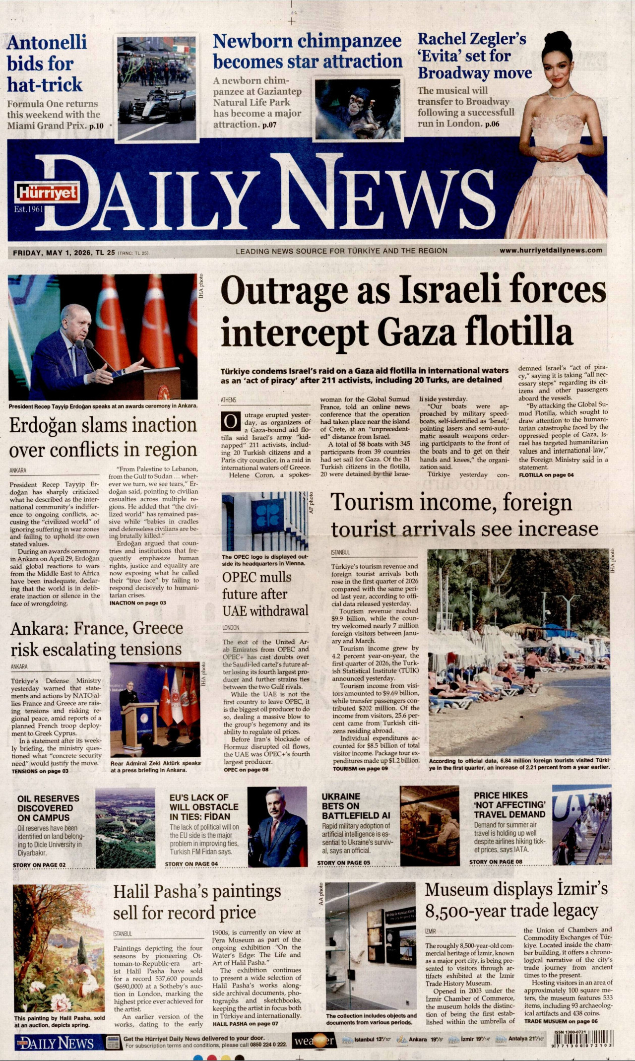 Hürriyet Daily News Gazetesi Manşeti - 2 Mayıs 2026 Birinci Sayfa