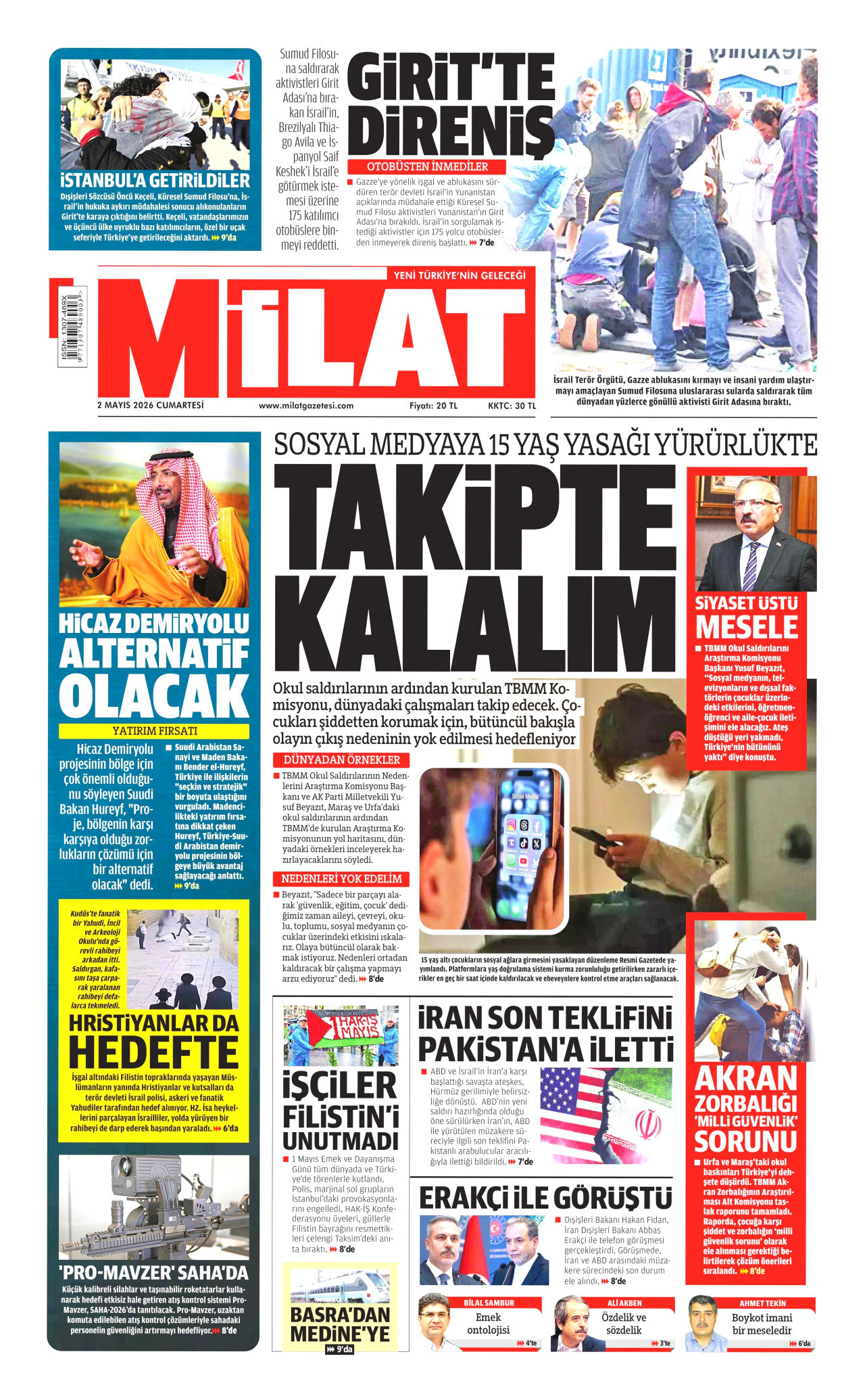 Milat Gazetesi Manşeti - 02.05.2026