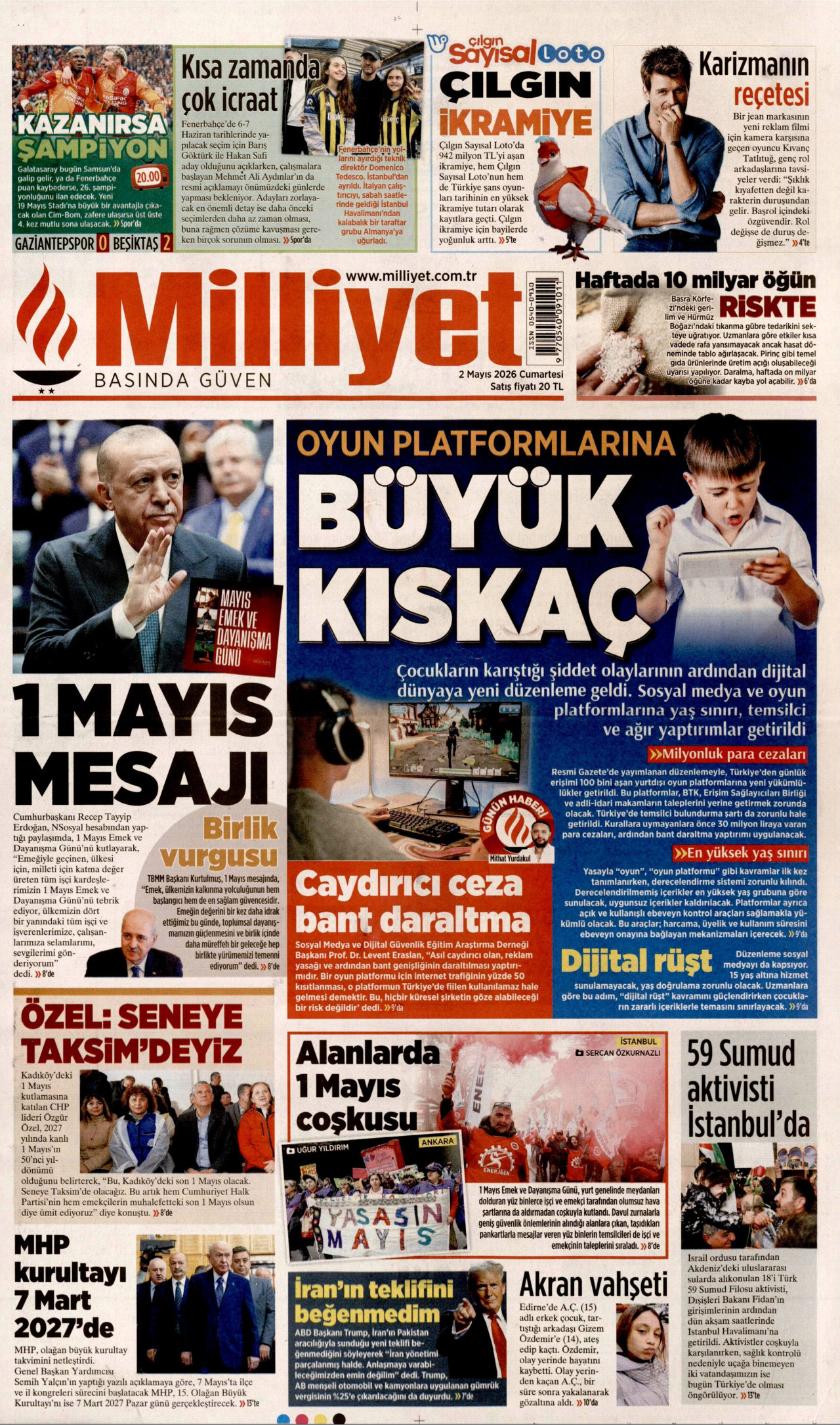 Milliyet Gazetesi Manşeti - 02.05.2026