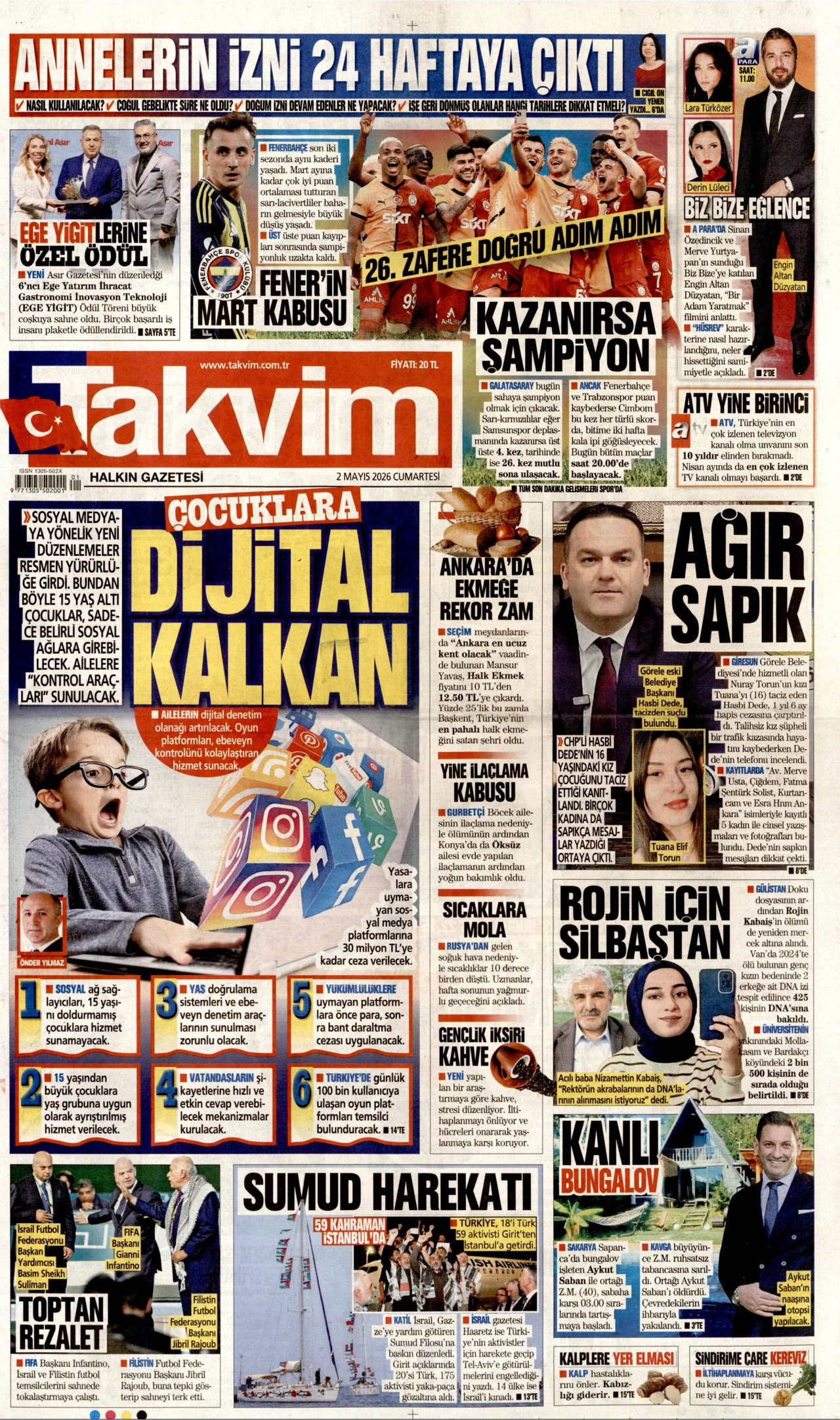Takvim Gazetesi Manşeti - 02.05.2026