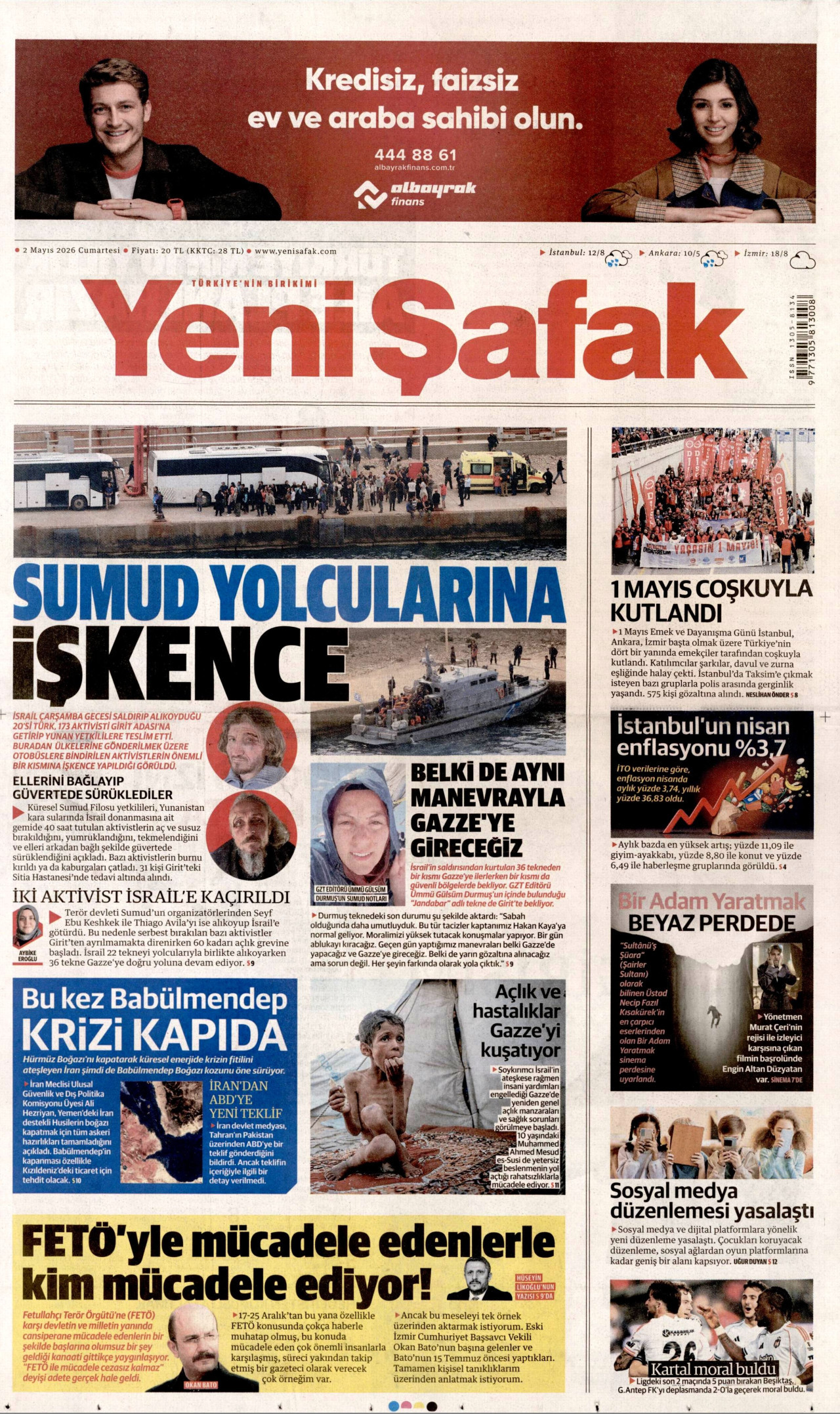 Yeni Şafak Gazetesi Manşeti - 02.05.2026