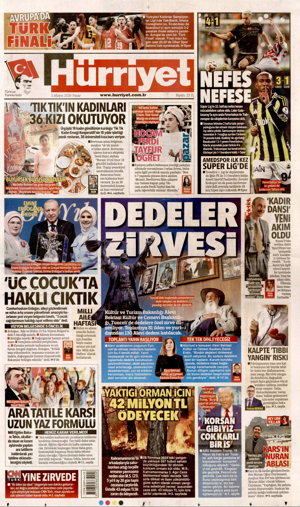 Hürriyet Gazetesi Manşeti - 03.05.2026
