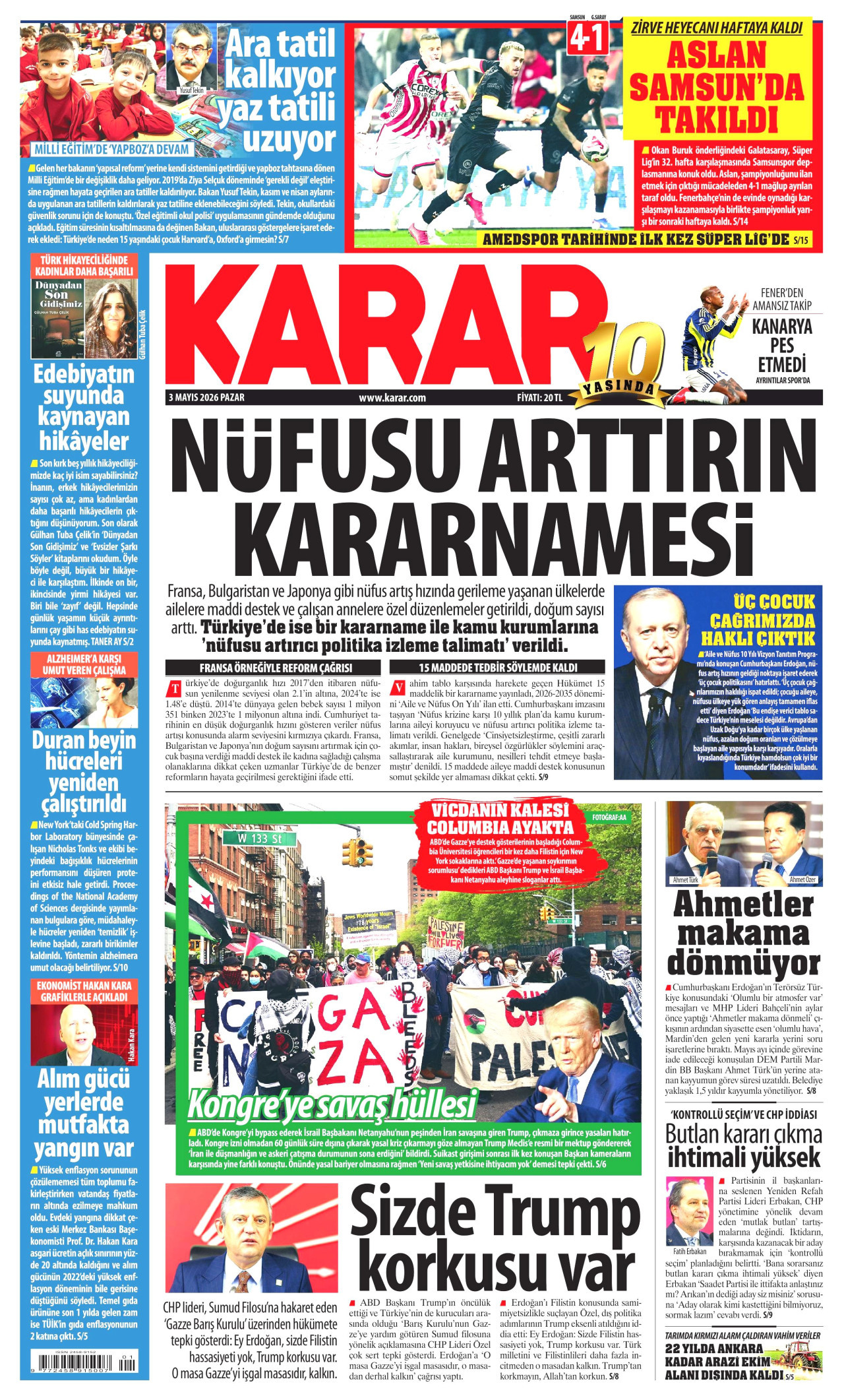 Karar Gazetesi Manşeti - 03.05.2026