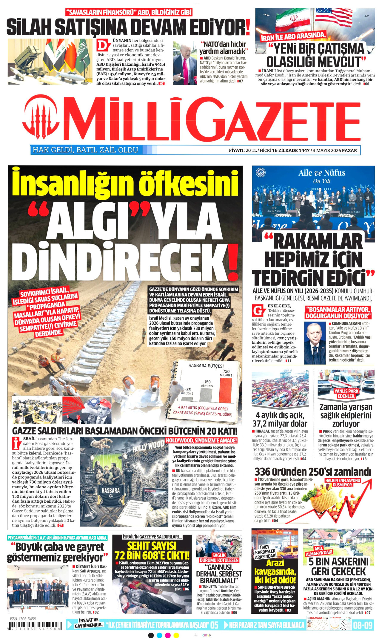 Milli Gazete Gazetesi Manşeti - 03.05.2026