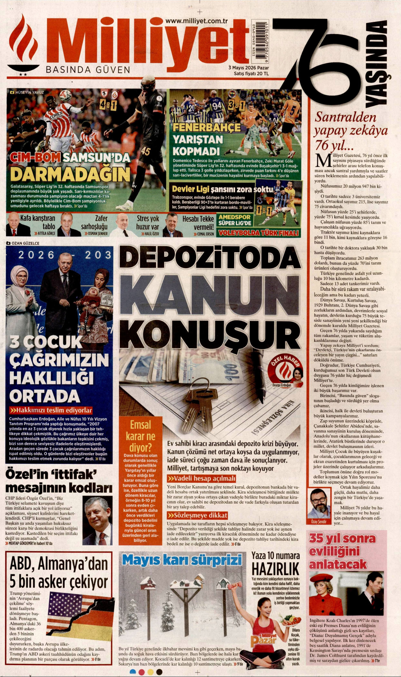 Milliyet Gazetesi Manşeti - 03.05.2026